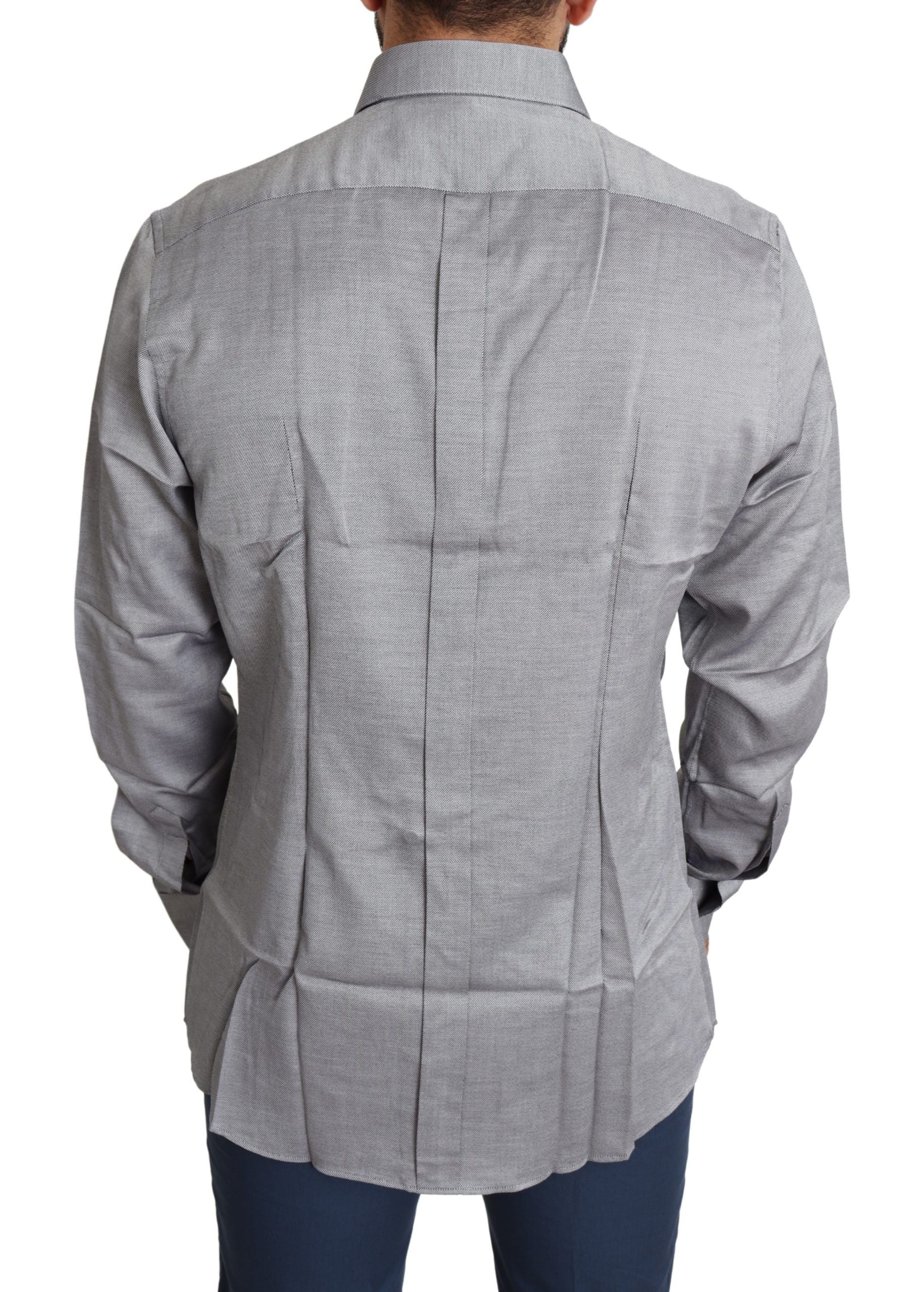 Dolce & Gabbana Elegantes, graues Slim Fit-Baumwollhemd