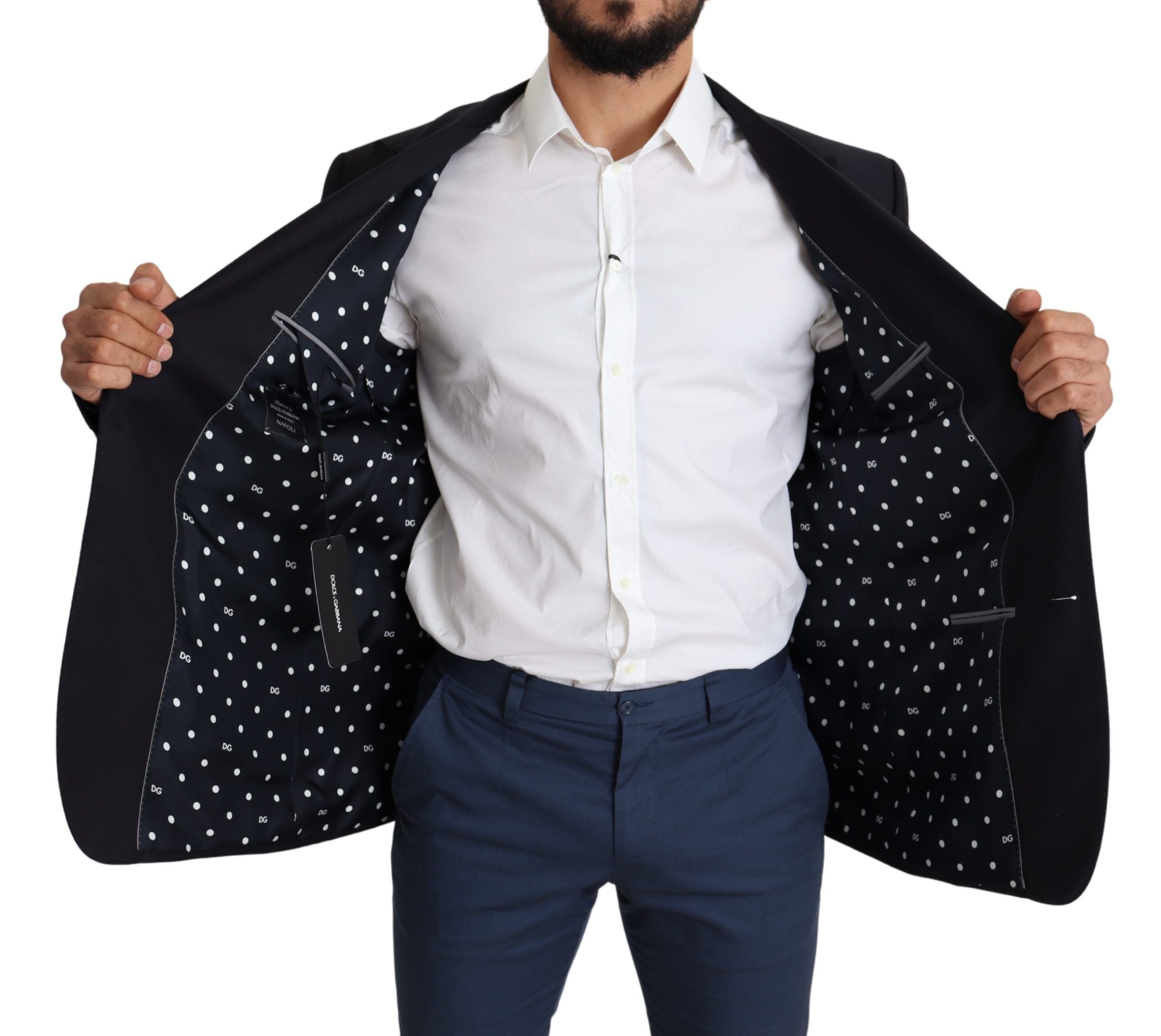Dolce & Gabbana Eleganter schwarzer Herrenblazer aus Schurwolle