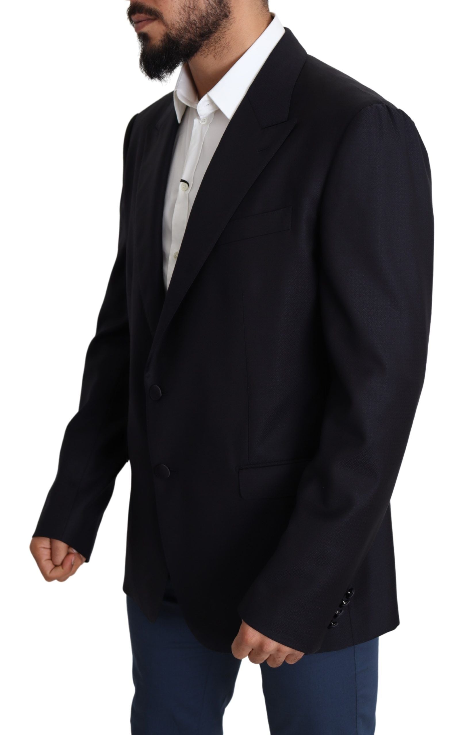 Dolce & Gabbana Eleganter schwarzer Herrenblazer aus Schurwolle