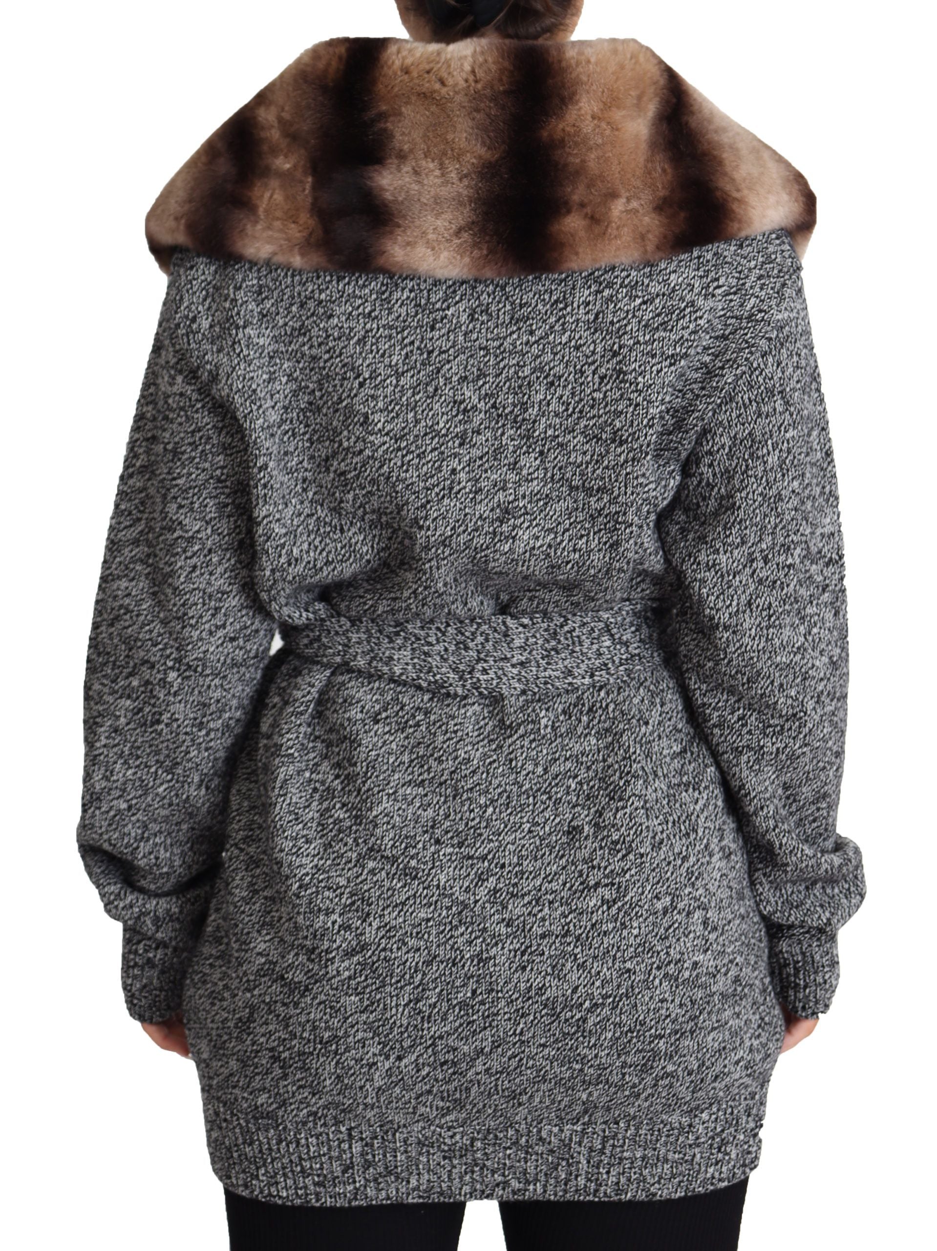 Cardigan elegant din cașmir Dolce & Gabbana cu guler din blană de iepure