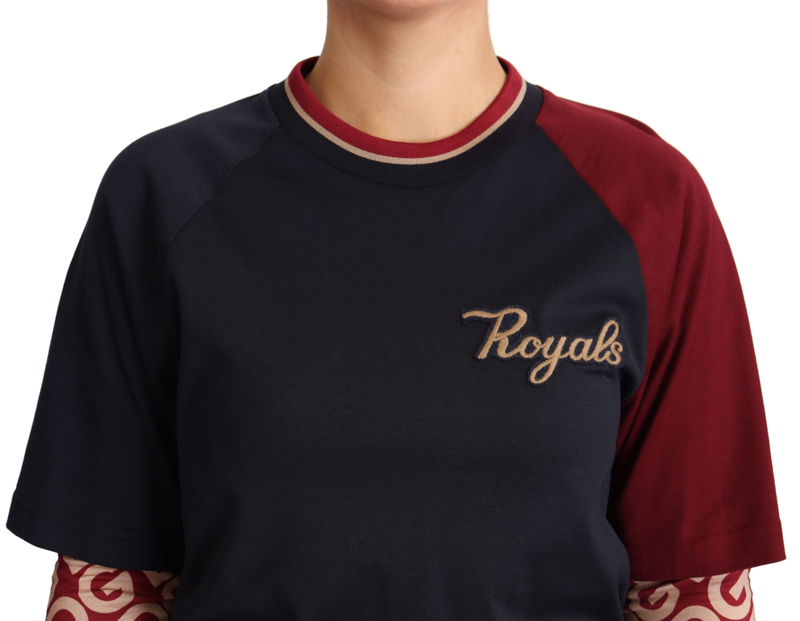Dolce & Gabbana Mehrfarbiger Royals-Pullover aus Baumwolle mit Rundhalsausschnitt