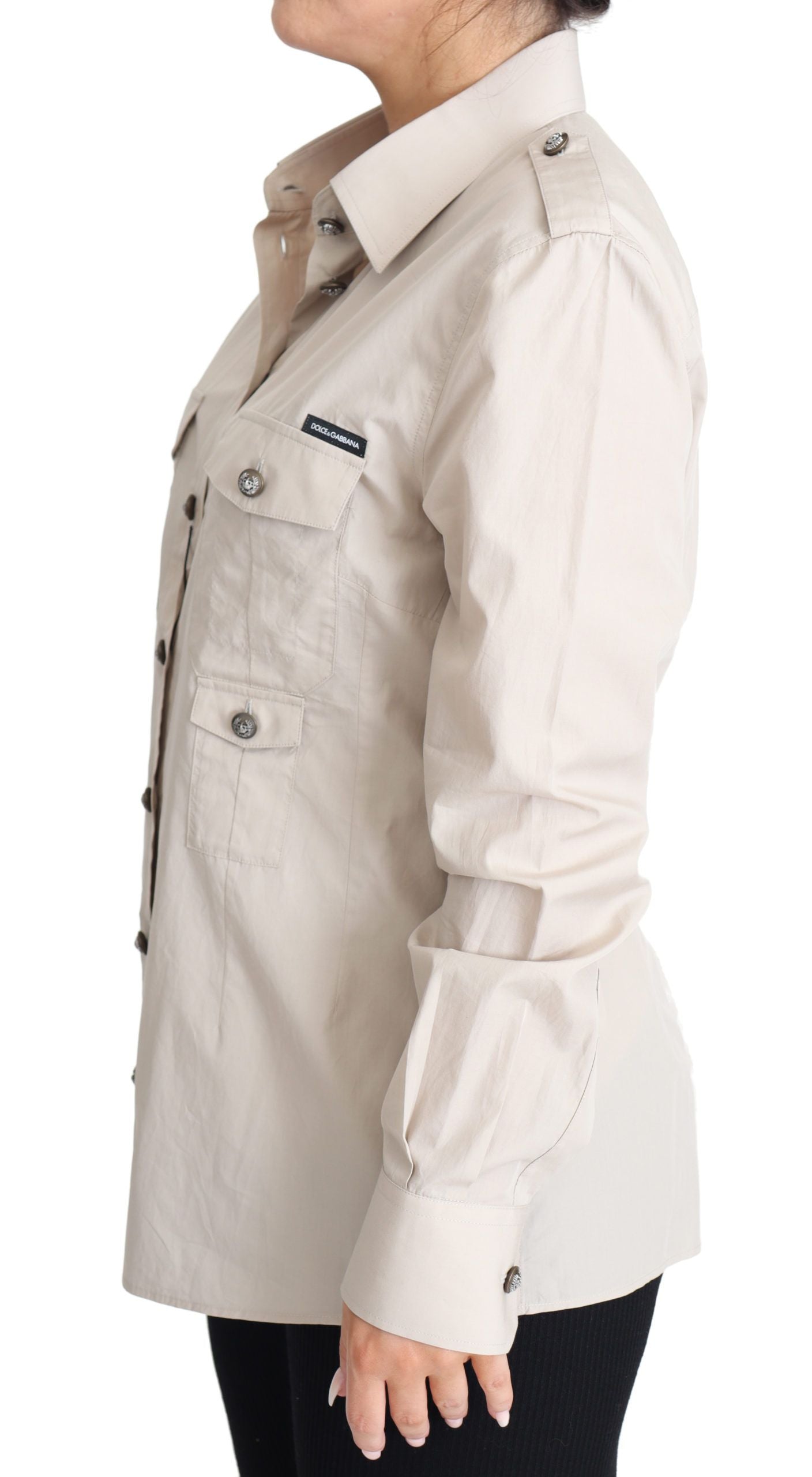 Dolce & Gabbana Elegantes beiges Safarihemd aus Baumwolle
