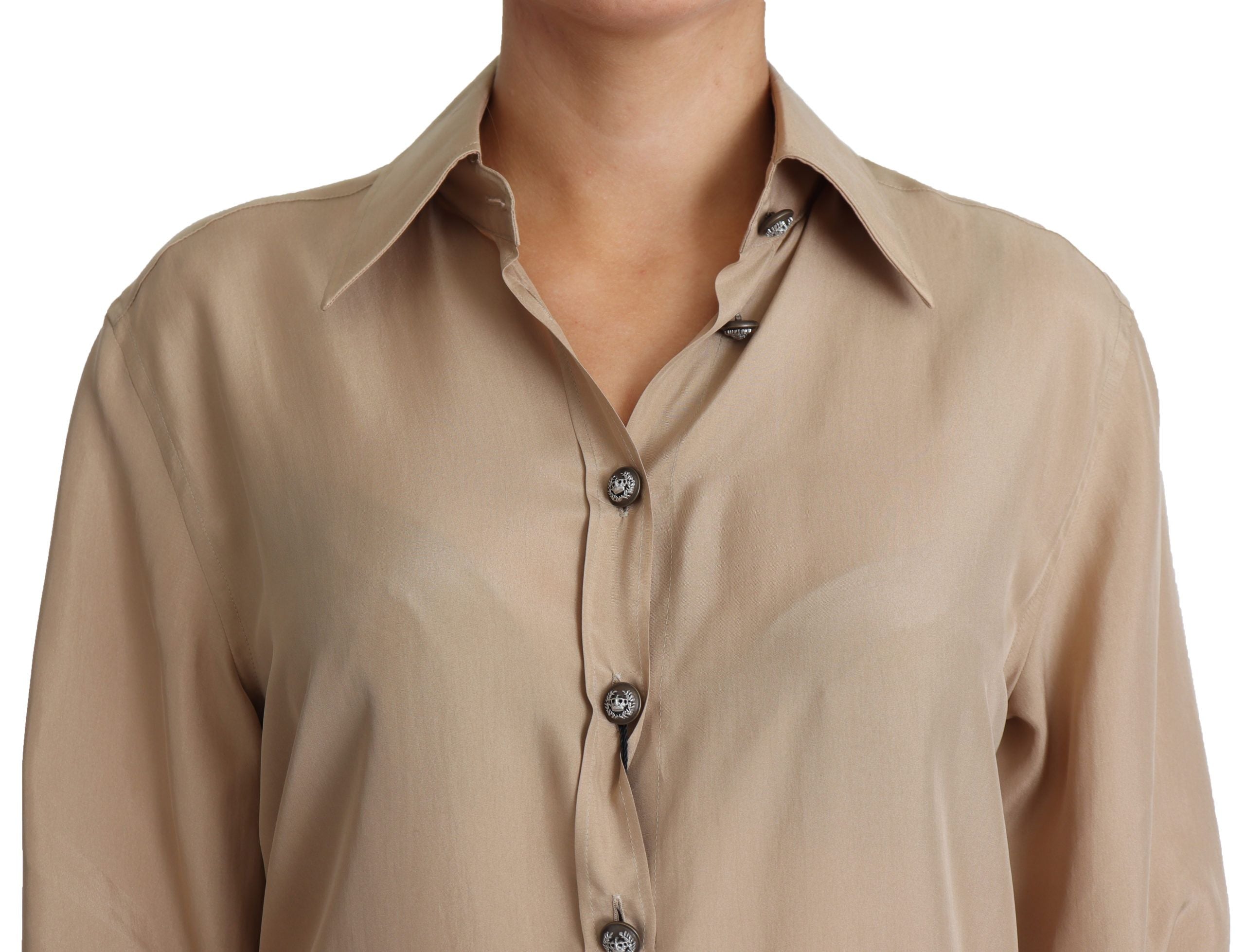 Dolce & Gabbana Elegantes beiges Seidenhemd