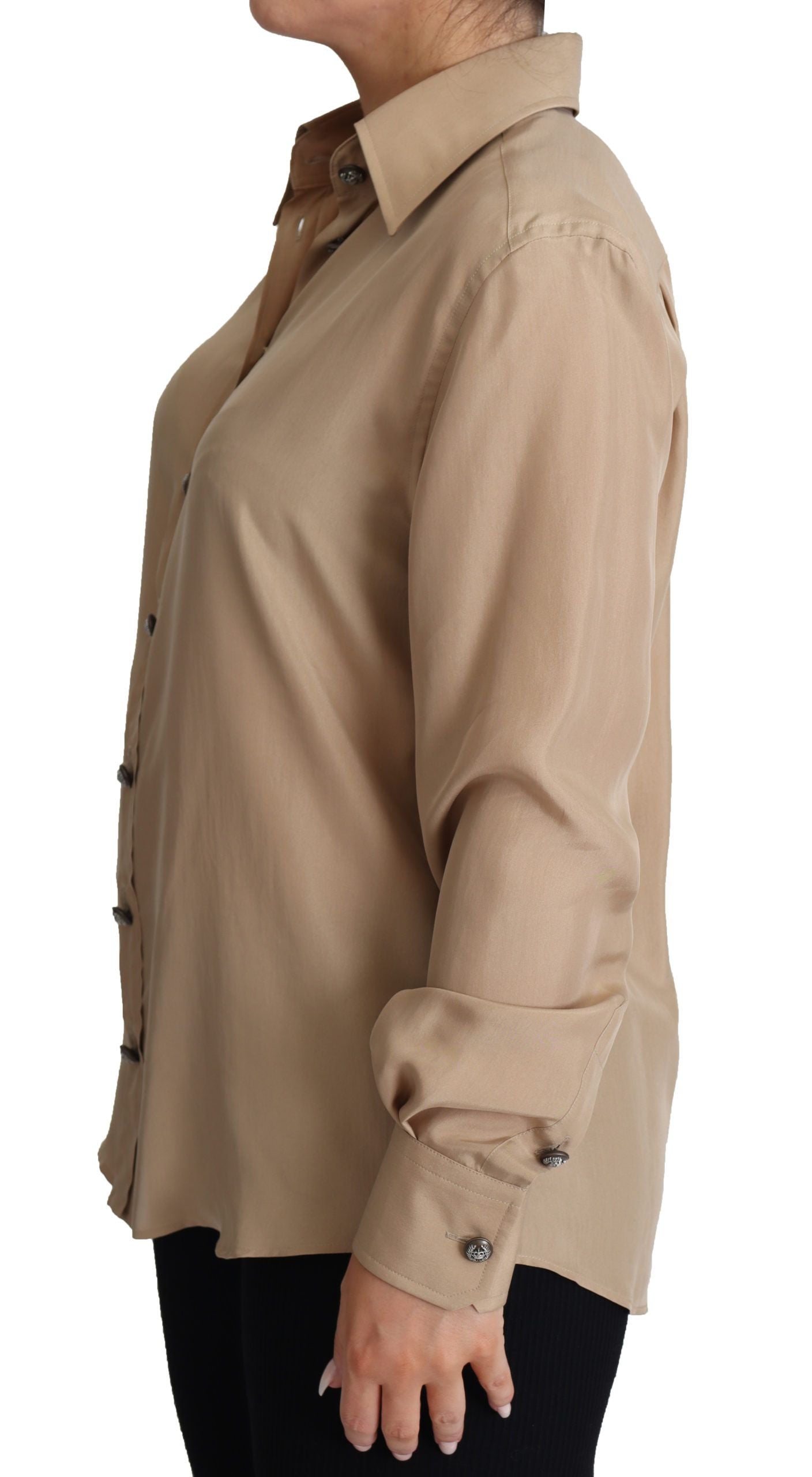 Dolce & Gabbana Elegantes beiges Seidenhemd