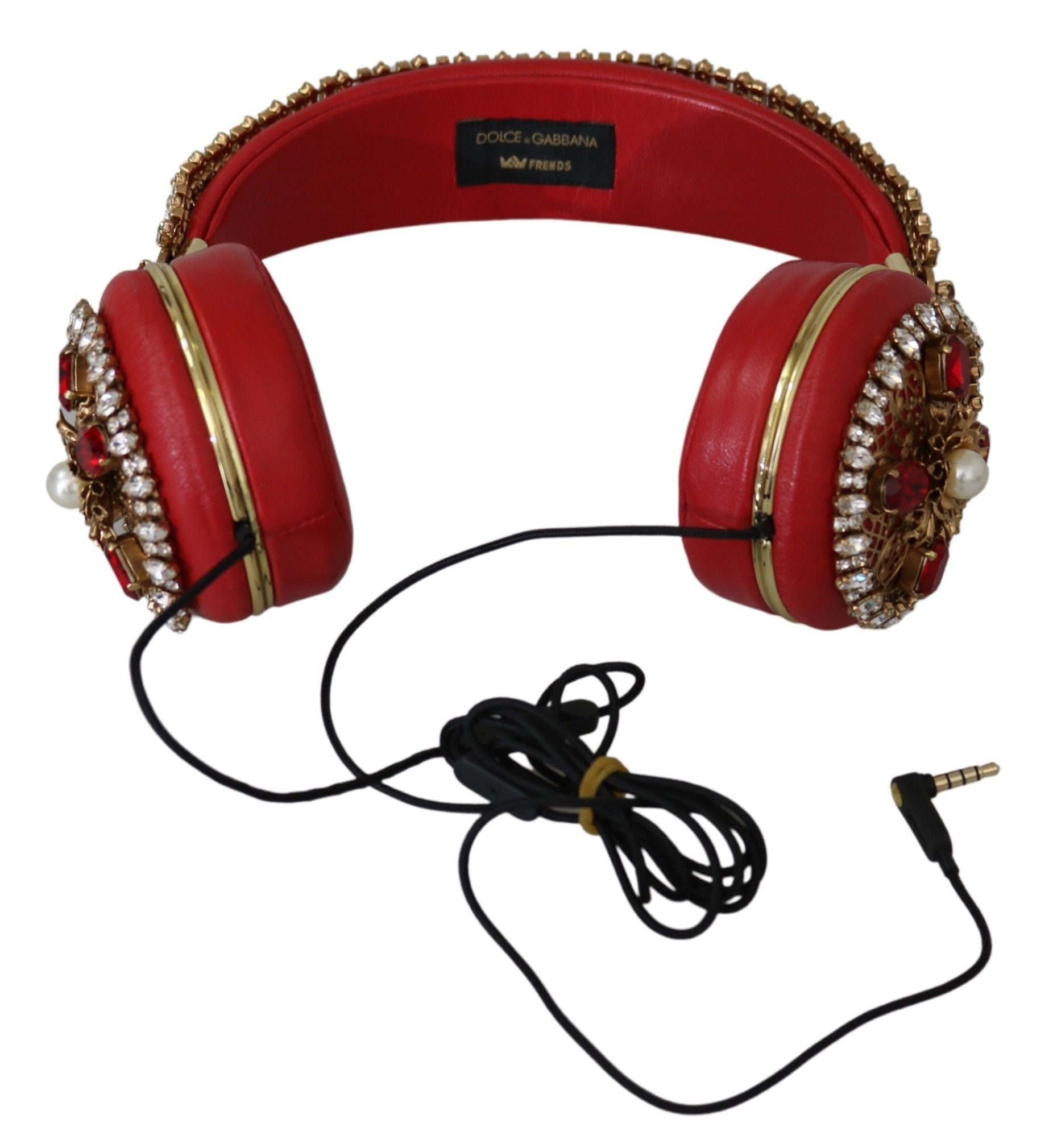 Căști Dolce & Gabbana Exquisite Red Crystal din piele