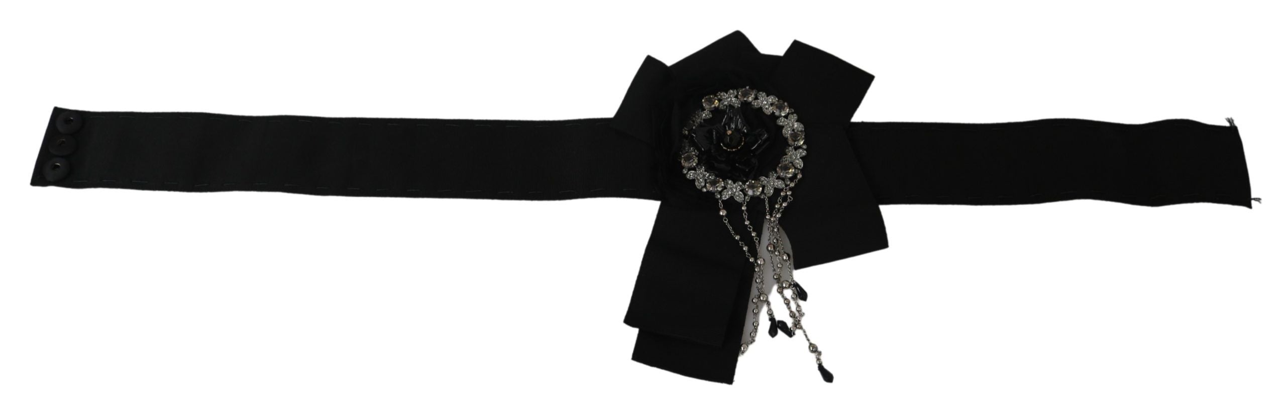 Dolce & Gabbana Eleganter schwarzer Taillengürtel mit Kristallen