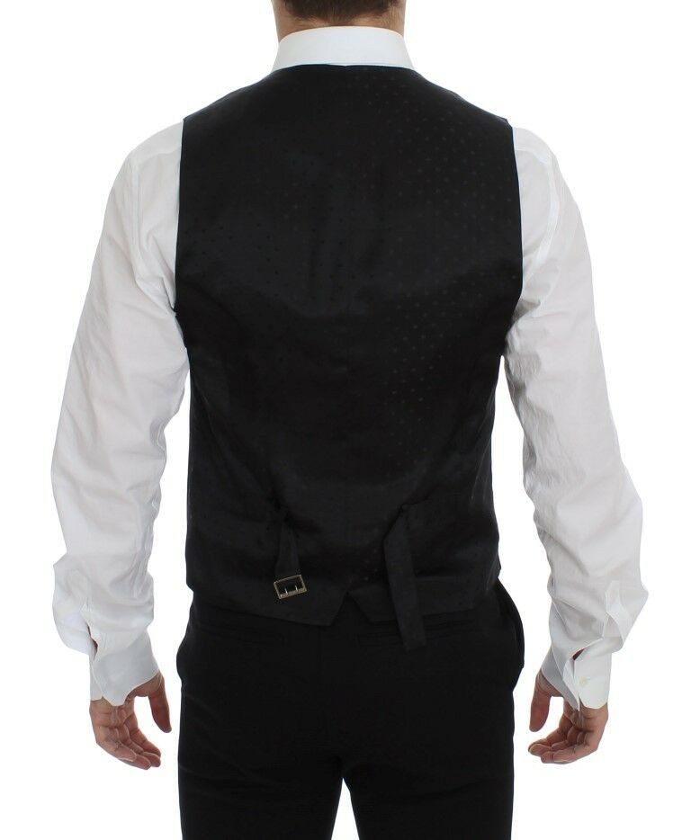 Dolce & Gabbana Elegante Weste aus braun-schwarzer Wollmischung