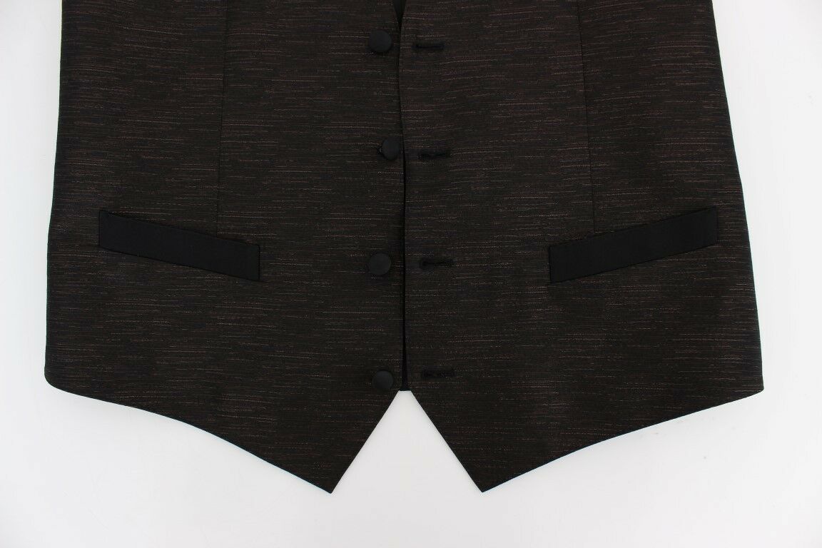 Dolce & Gabbana Elegante Weste aus braun-schwarzer Wollmischung