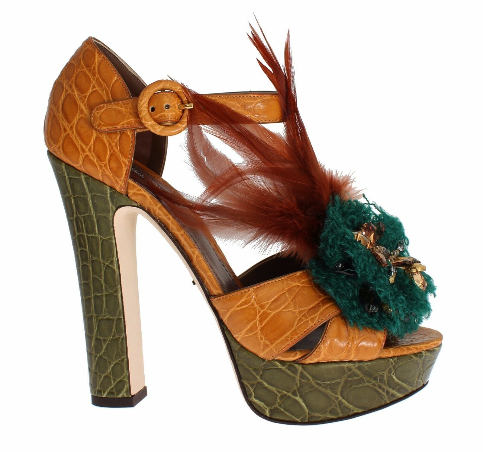 Dolce & Gabbana Plateausandalen mit Knöchelriemen und mehrfarbigen Kristallen