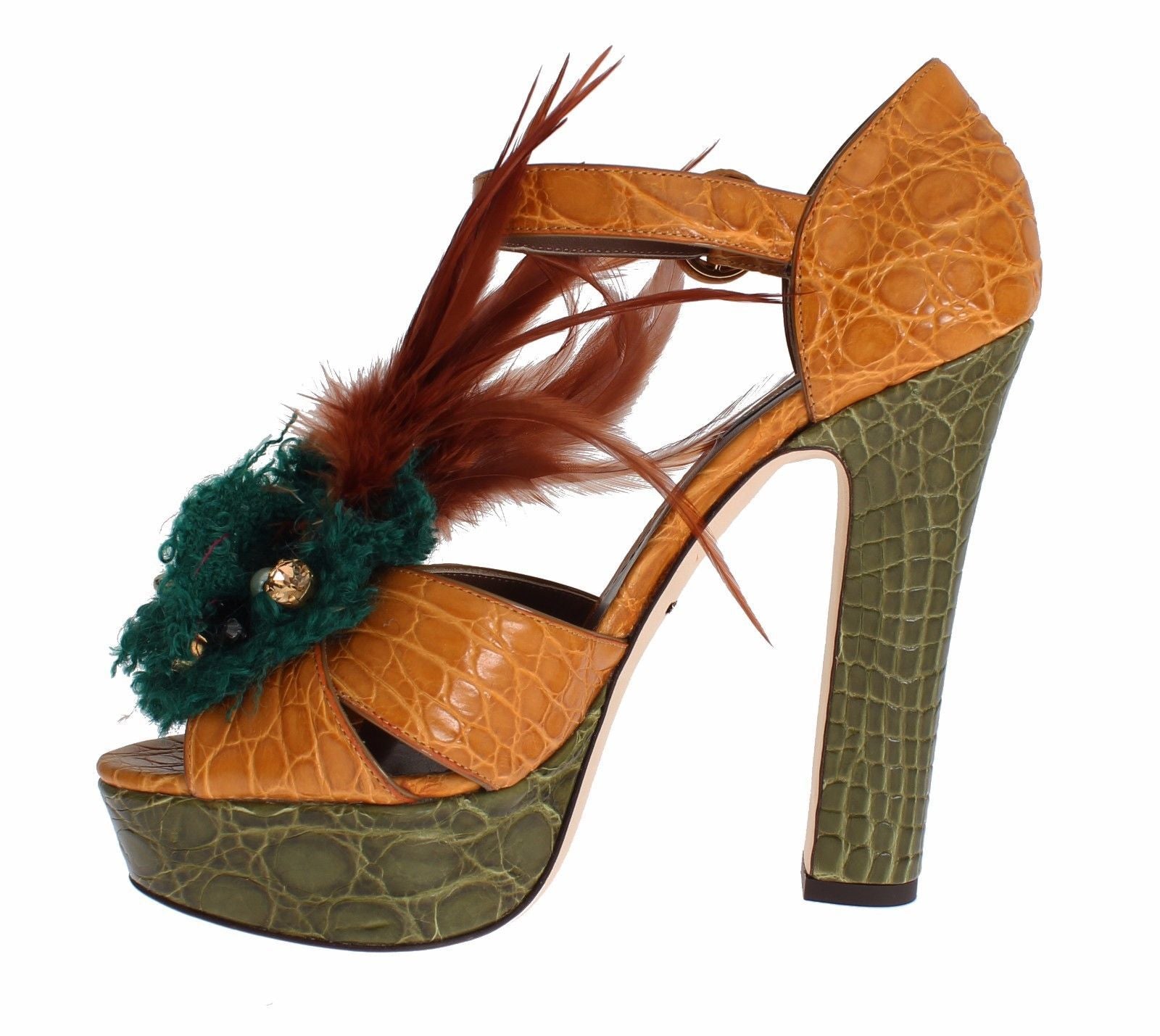 Dolce & Gabbana Plateausandalen mit Knöchelriemen und mehrfarbigen Kristallen
