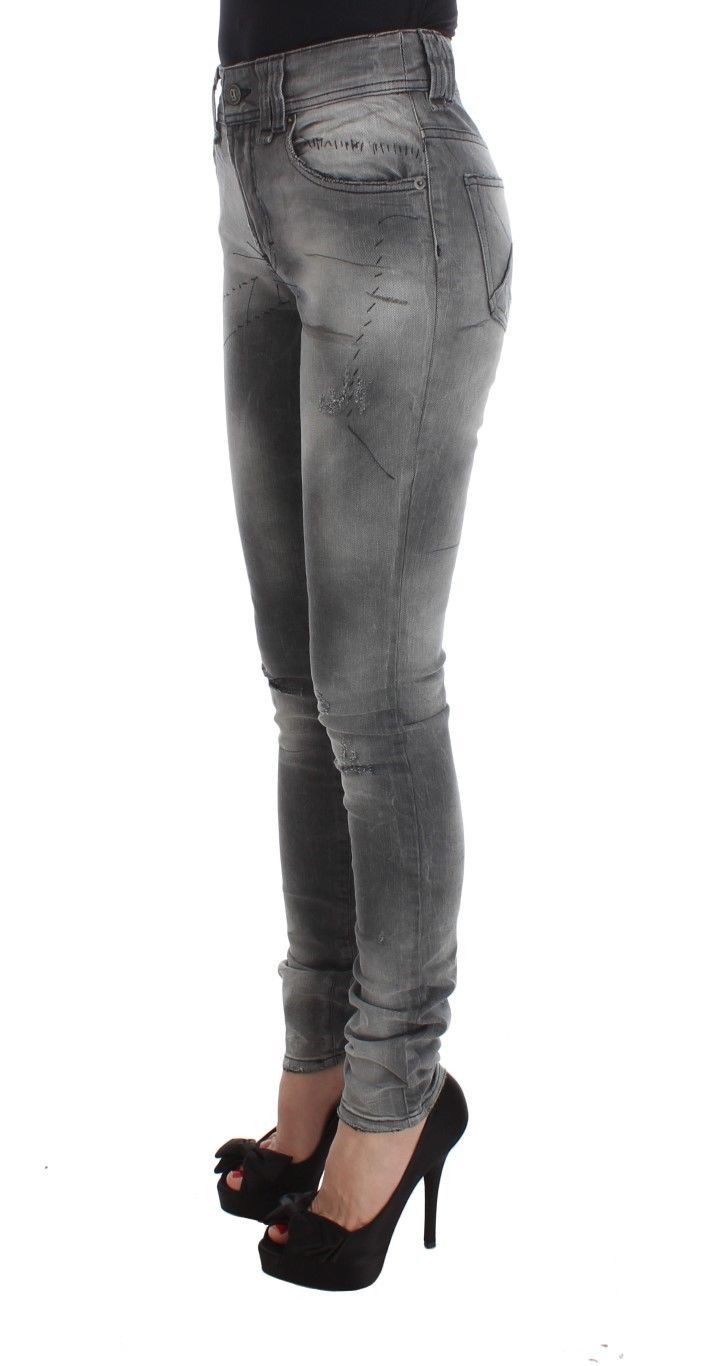 John Galliano Schicke, graue Slim Fit Designer-Jeans