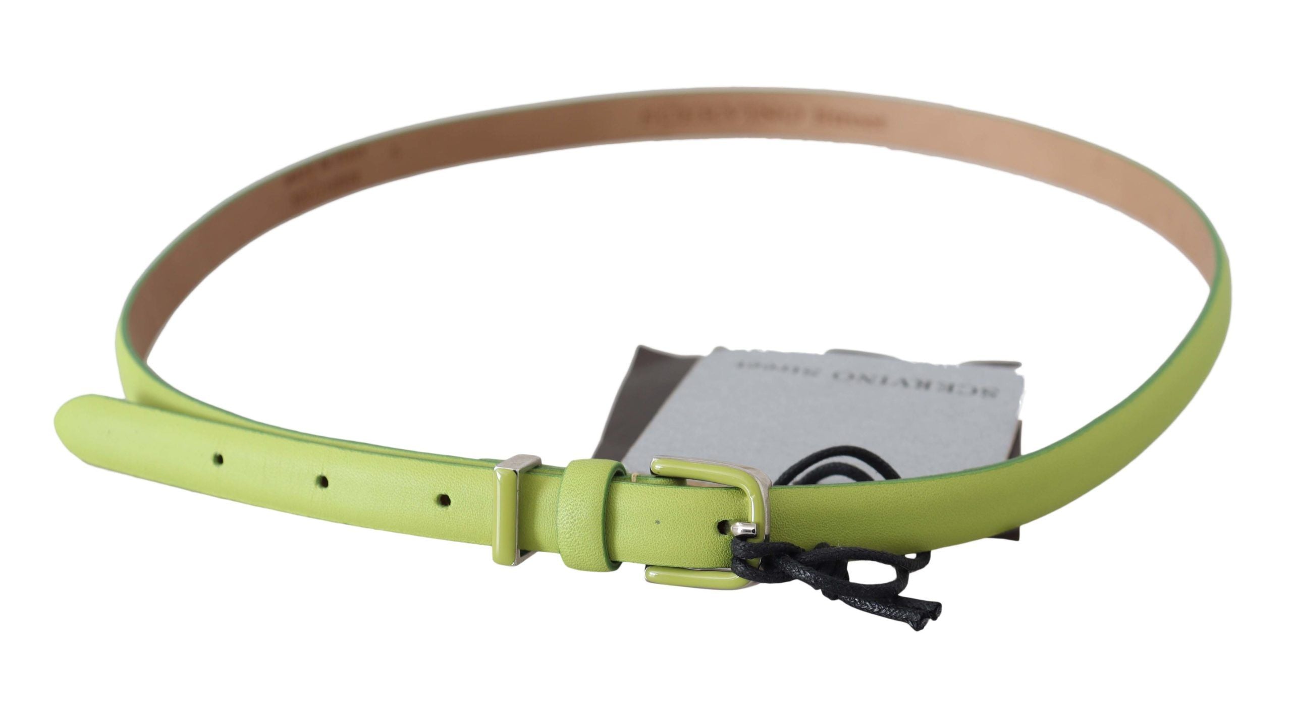 Scervino Street – Klassischer grüner Ledergürtel mit silberfarbener Hardware