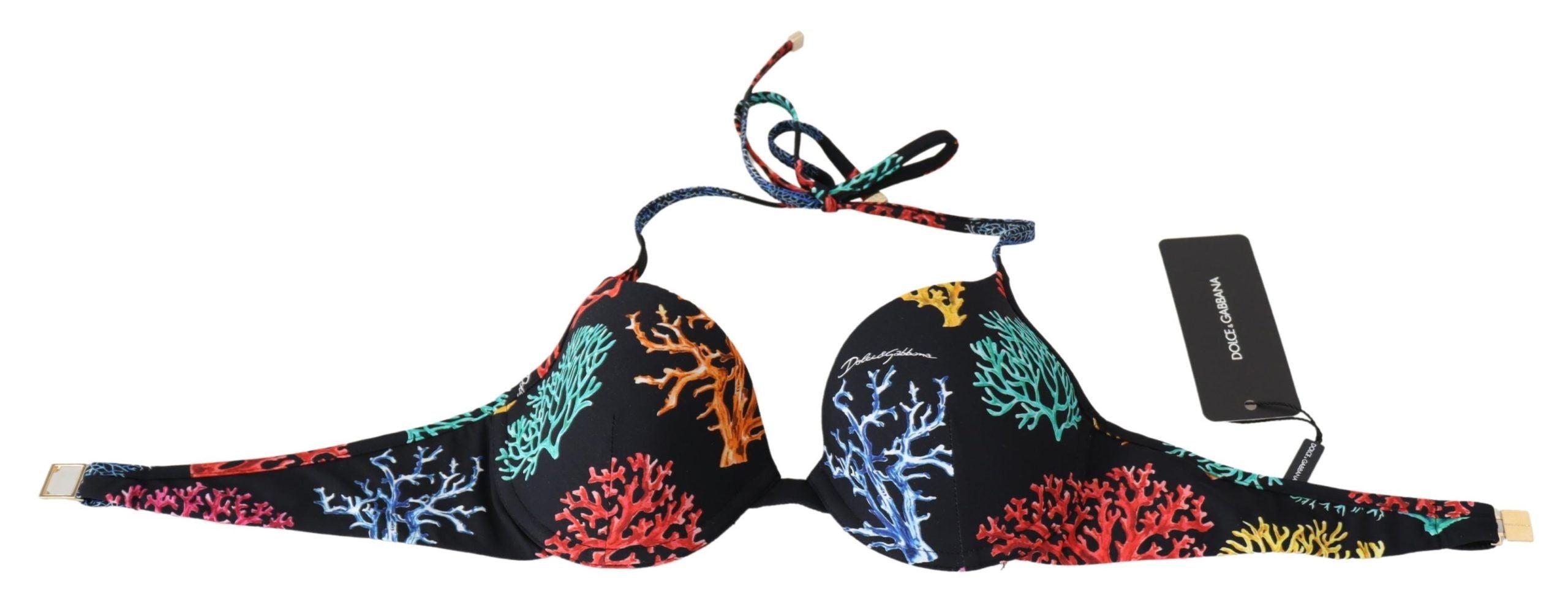 Dolce & Gabbana – Schickes Bikinioberteil mit schwarzem Korallendruck