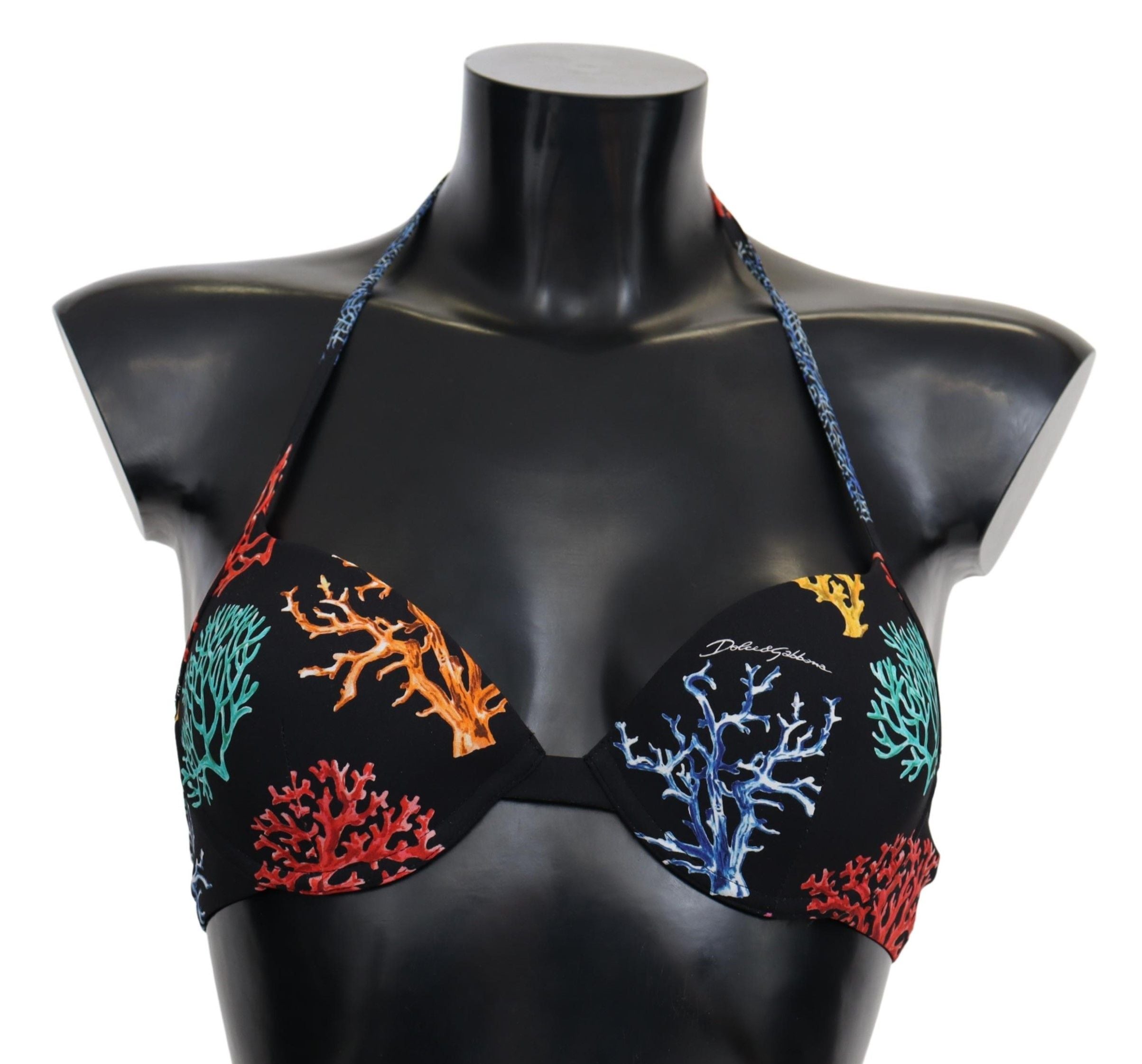 Dolce & Gabbana – Schickes Bikinioberteil mit schwarzem Korallendruck