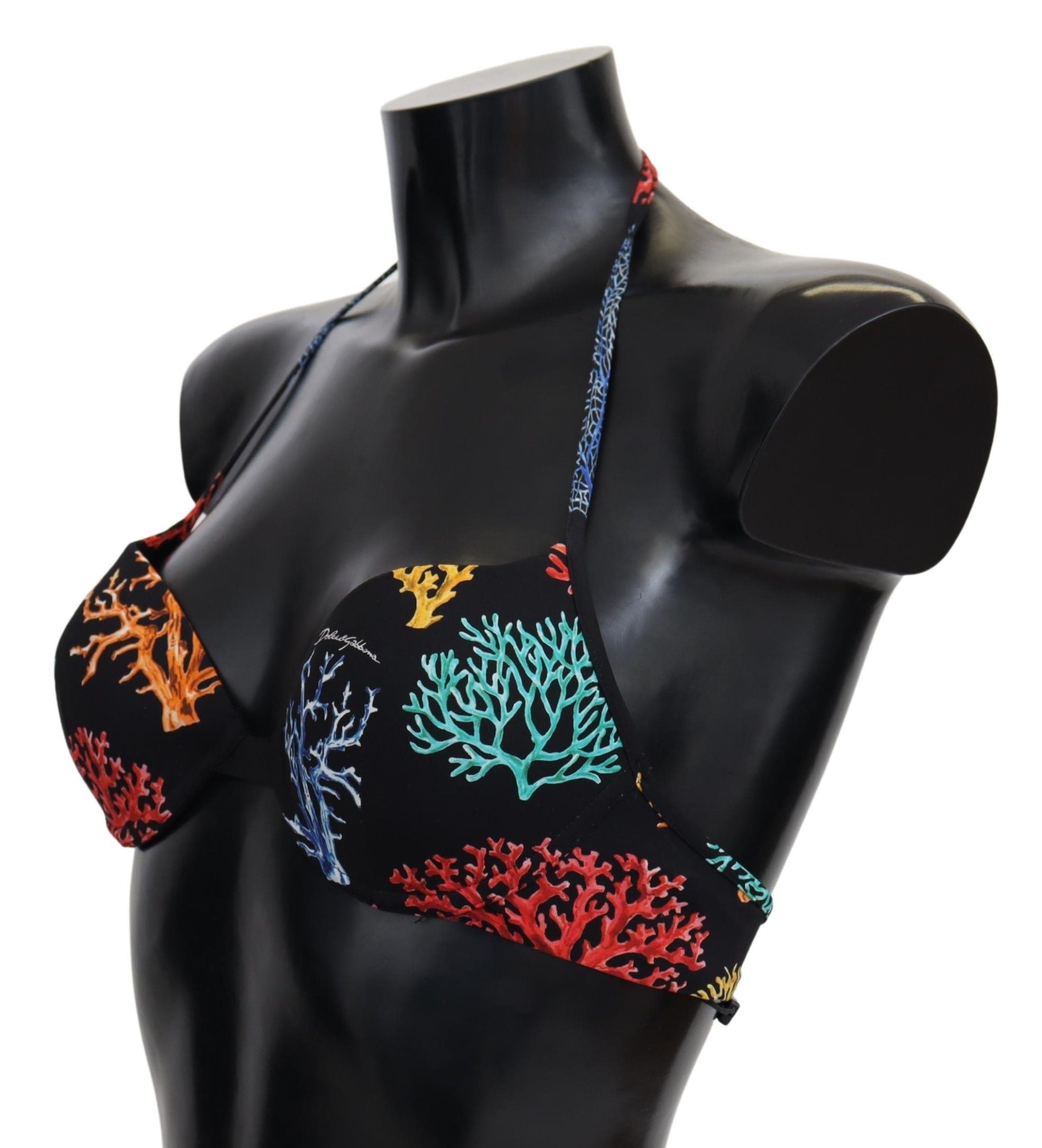 Dolce & Gabbana – Schickes Bikinioberteil mit schwarzem Korallendruck