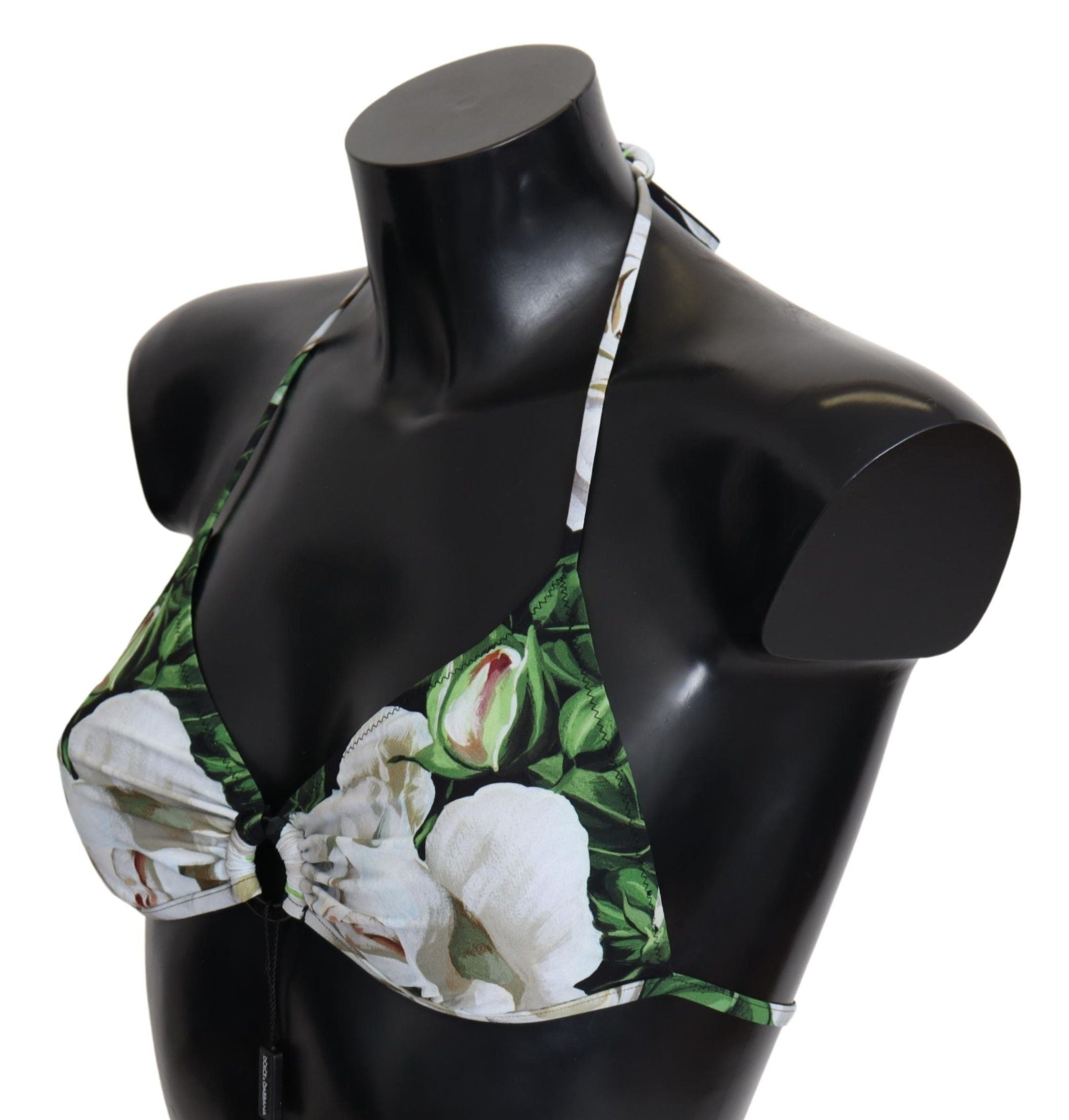 Dolce & Gabbana – Bikinioberteil mit Blumendruck und Logoverschluss