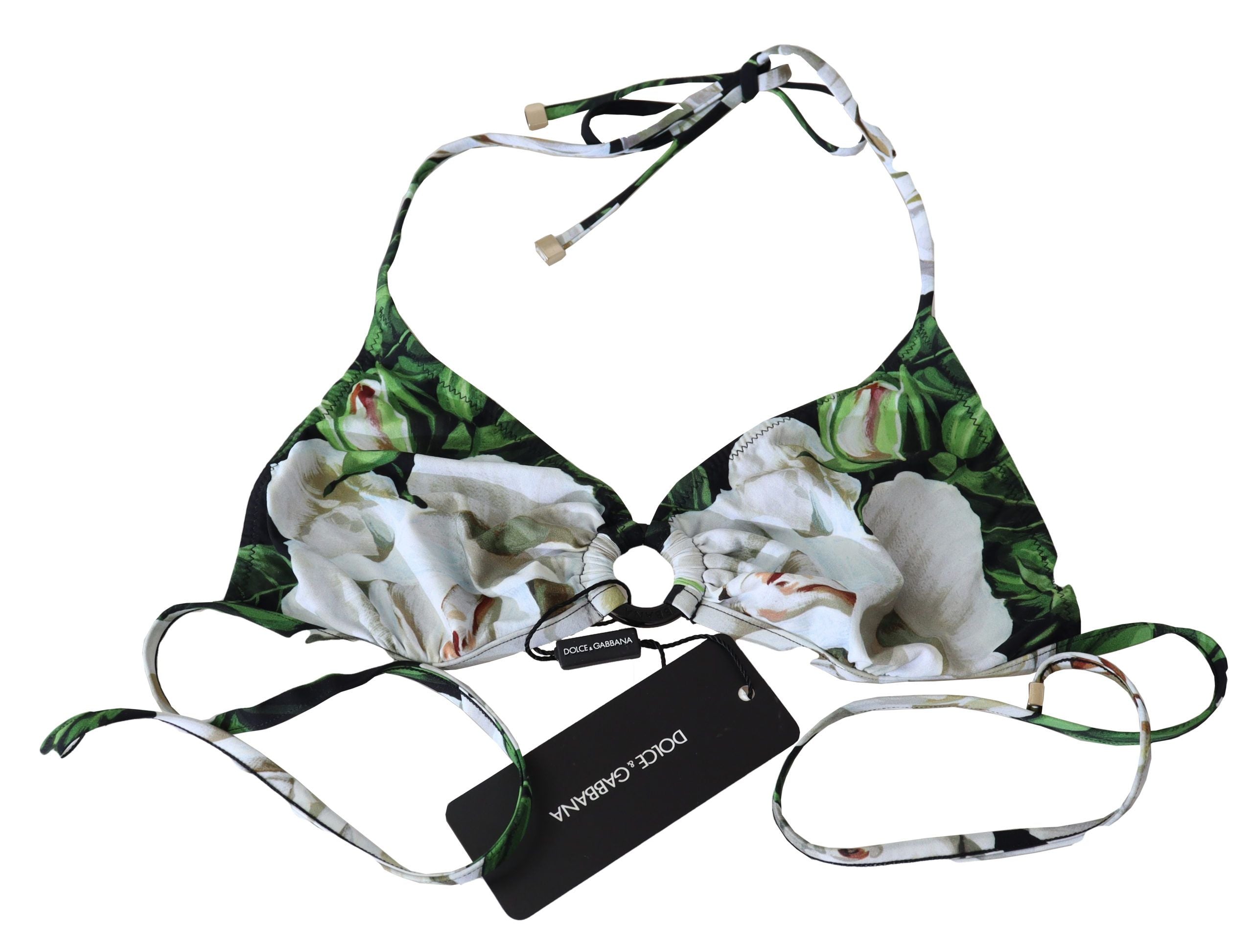 Dolce & Gabbana – Bikinioberteil mit Blumendruck und Logoverschluss