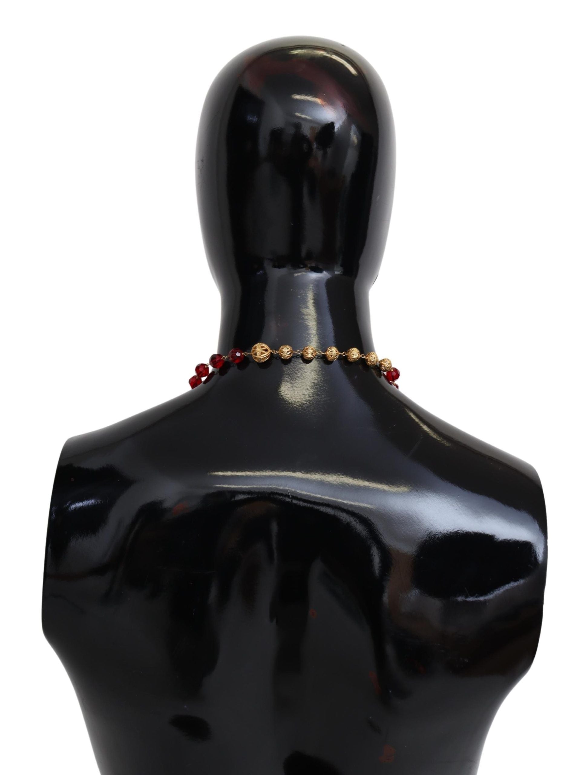 Dolce & Gabbana – Elegante, vergoldete Halskette mit rotem Kristall