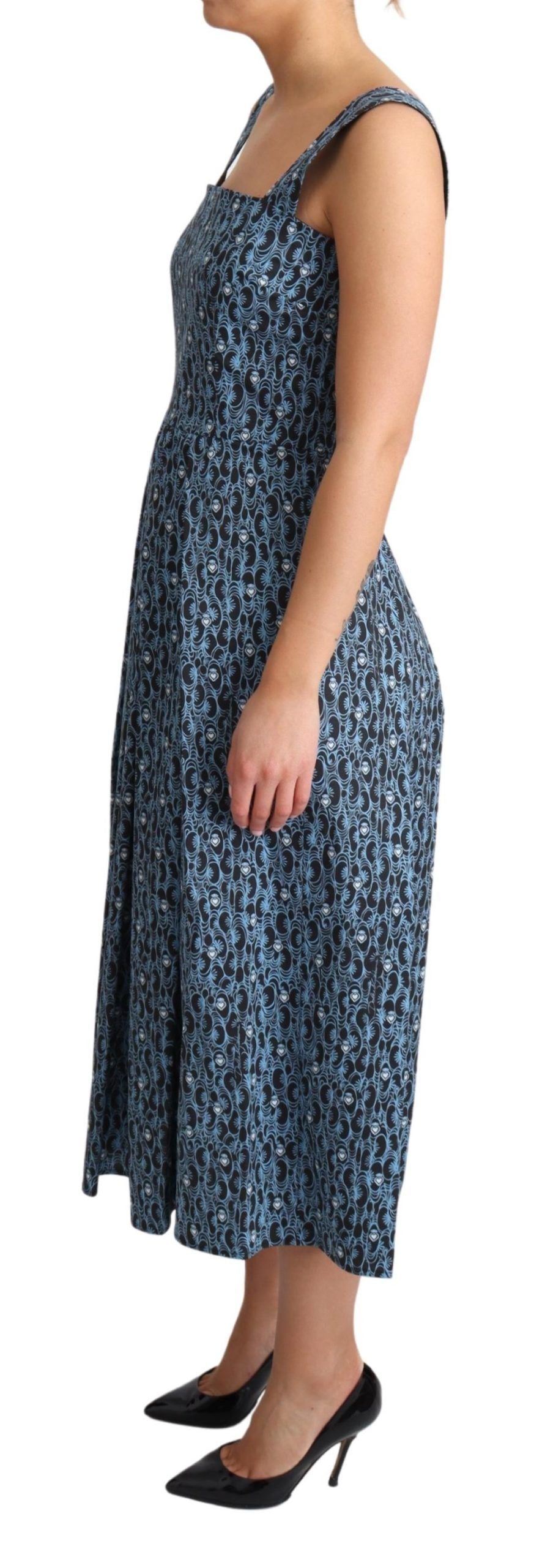 Rochie elegantă fără mâneci Dolce & Gabbana, cu imprimeu inimă, albastră