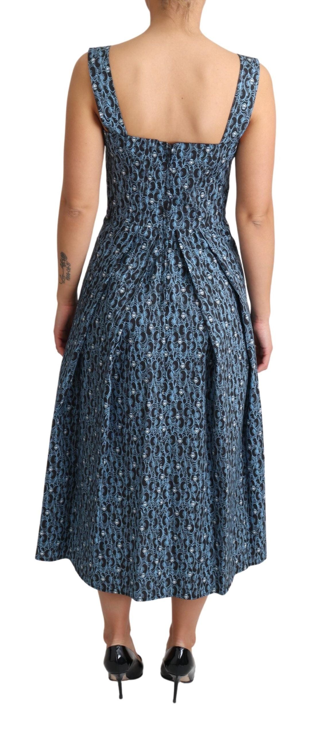Rochie elegantă fără mâneci Dolce & Gabbana, cu imprimeu inimă, albastră