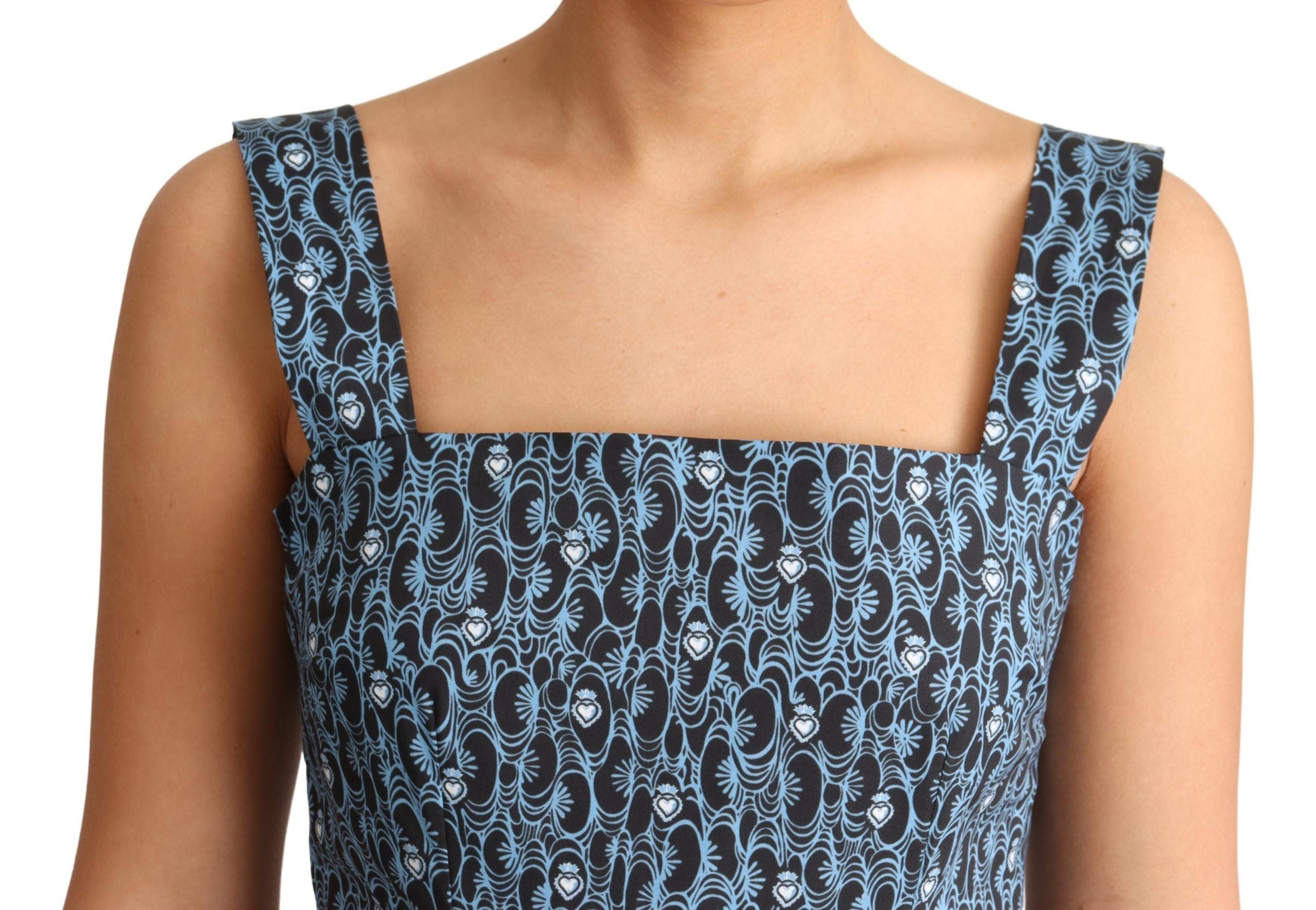 Rochie elegantă fără mâneci Dolce & Gabbana, cu imprimeu inimă, albastră