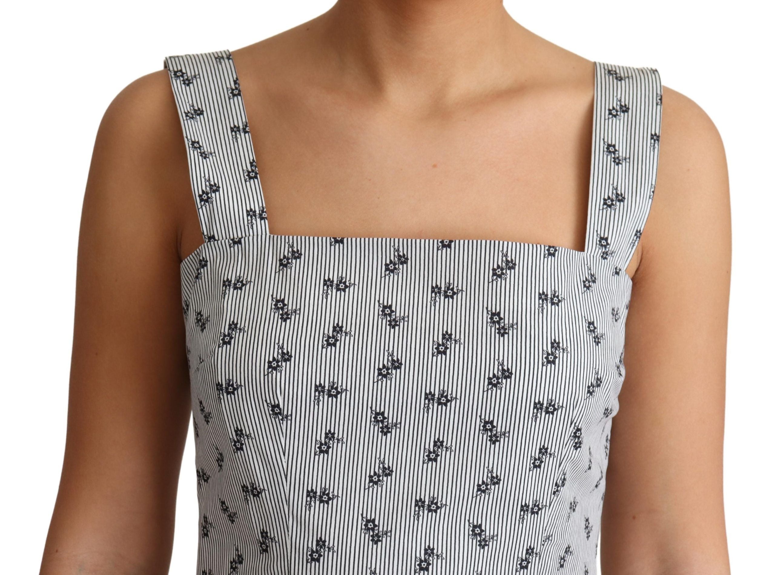 Dolce & Gabbana Elegantes gestreiftes A-Linien-Kleid mit Blumenmuster