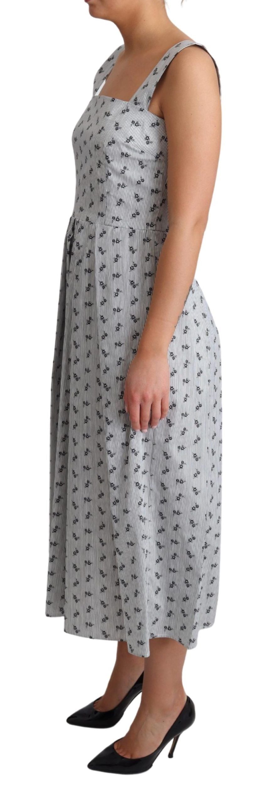 Dolce & Gabbana Elegantes gestreiftes A-Linien-Kleid mit Blumenmuster