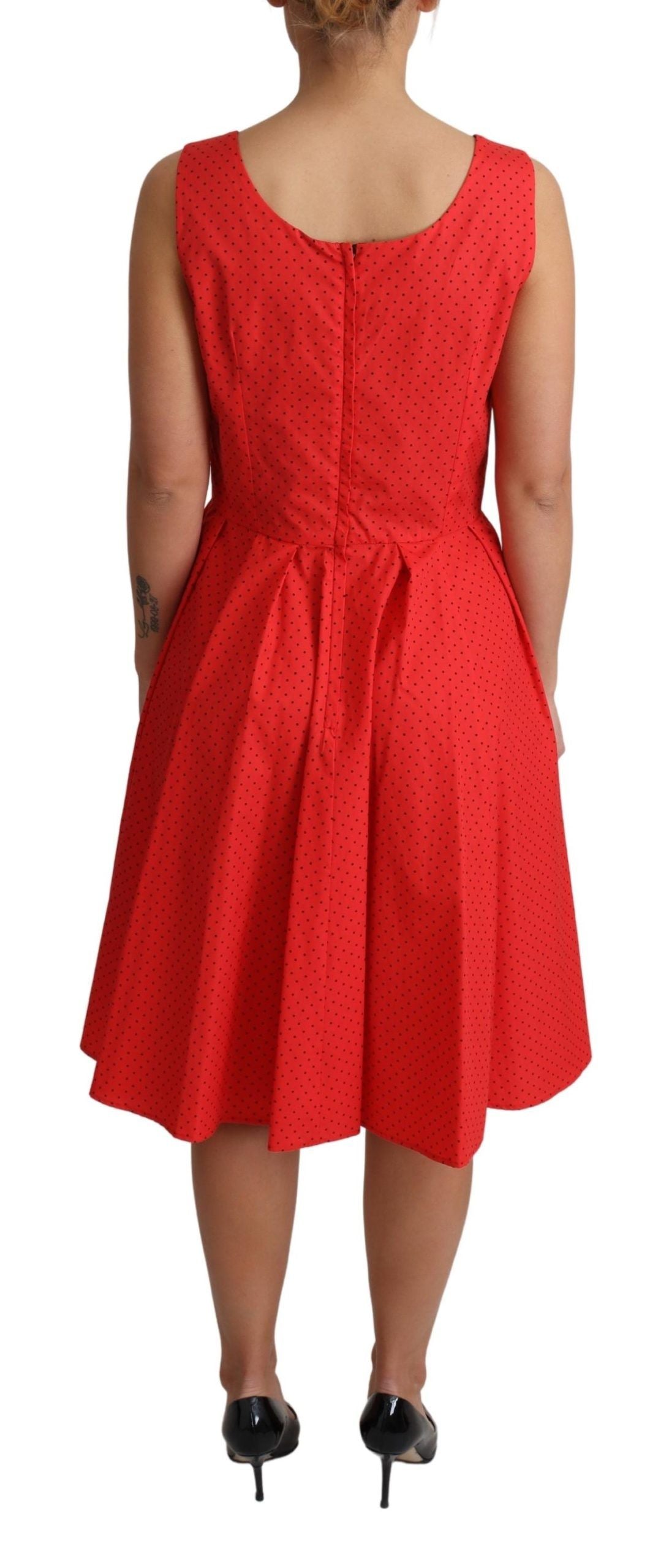 Dolce & Gabbana Elegantes, gepunktetes ärmelloses A-Linien-Kleid