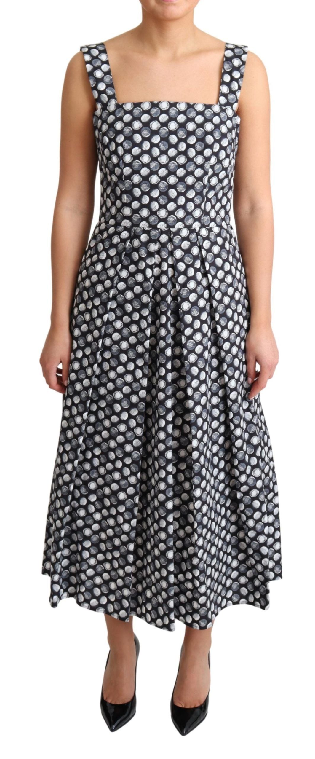 Rochie elegantă midi cu imprimeu geometric, fără mâneci, Dolce & Gabbana