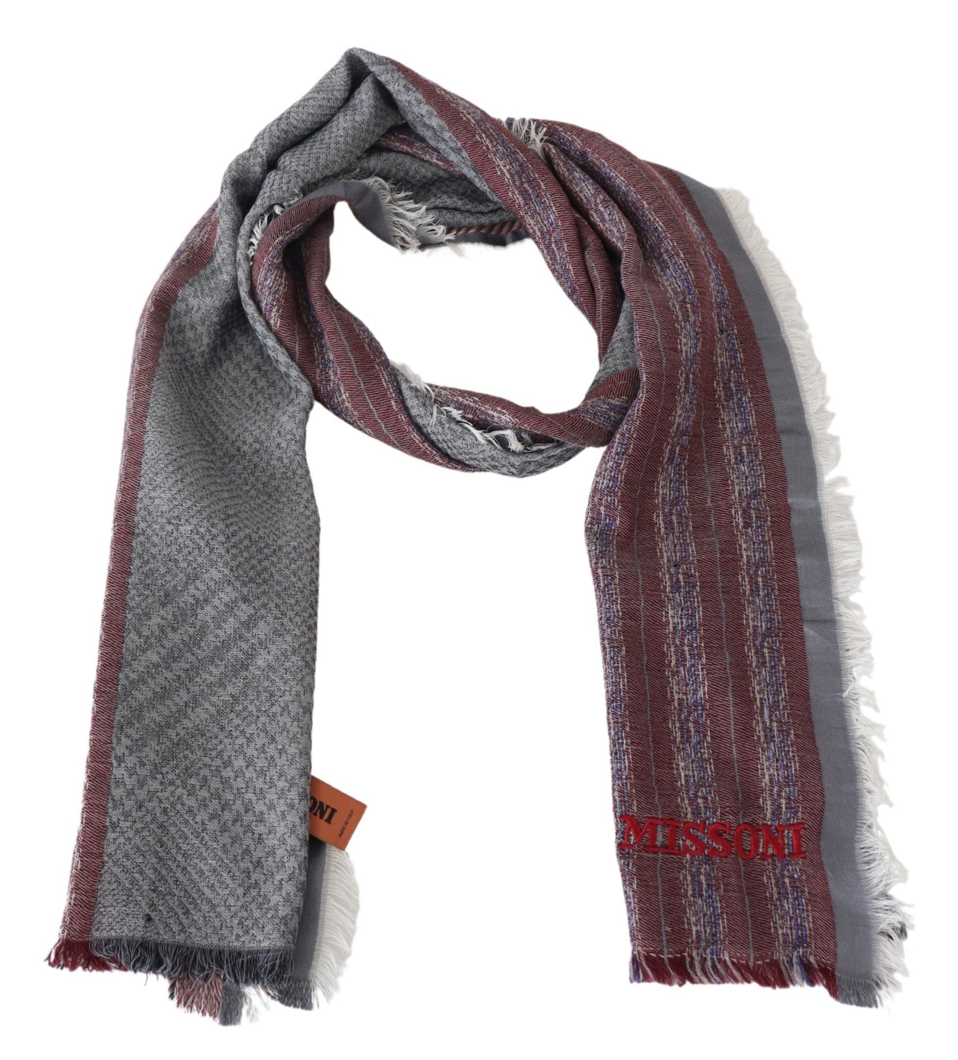 Eșarfă elegantă din lână cu dungi Missoni și logo
