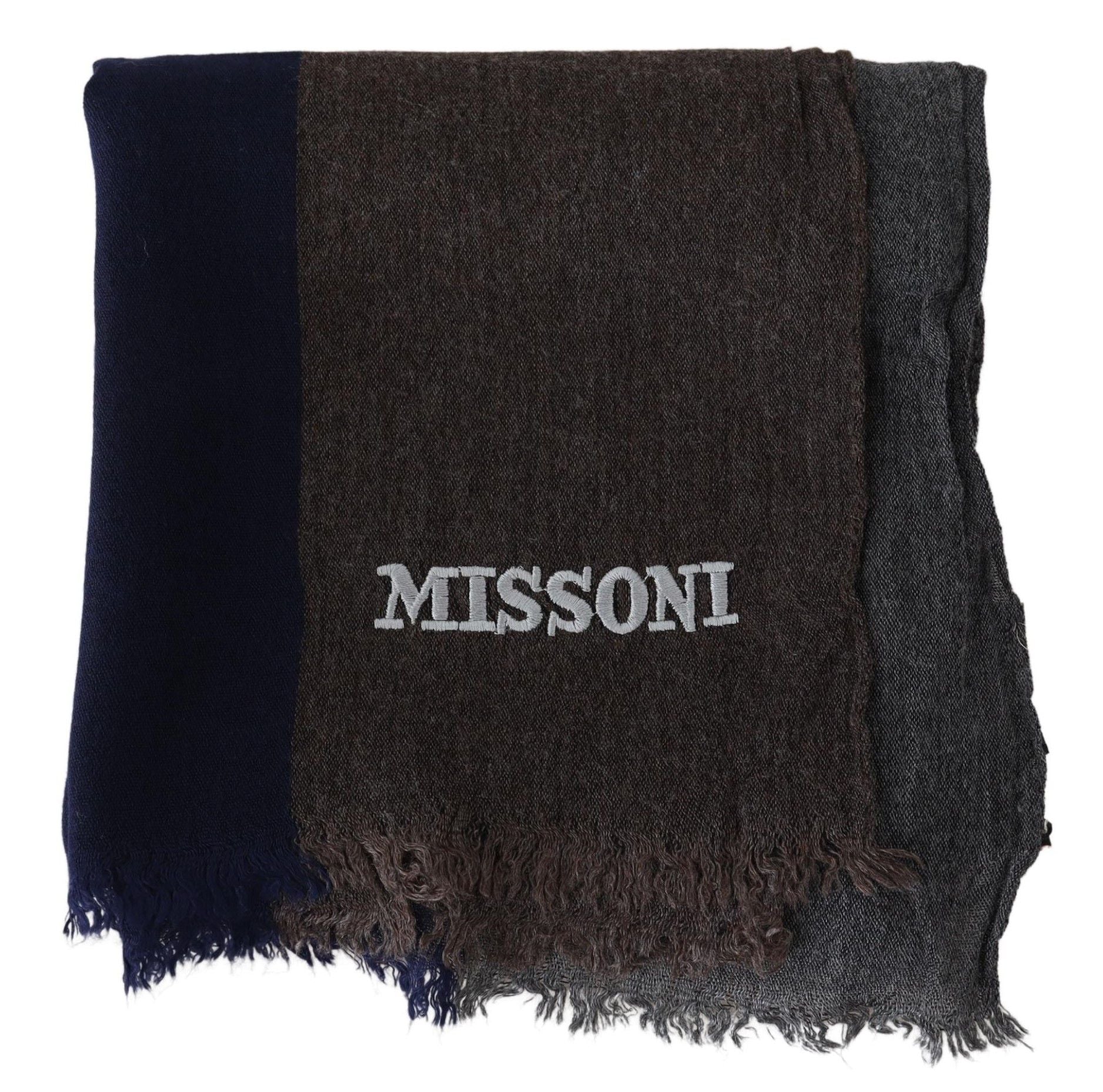 Eșarfă elegantă din lână multicoloră Missoni cu broderie semnătură