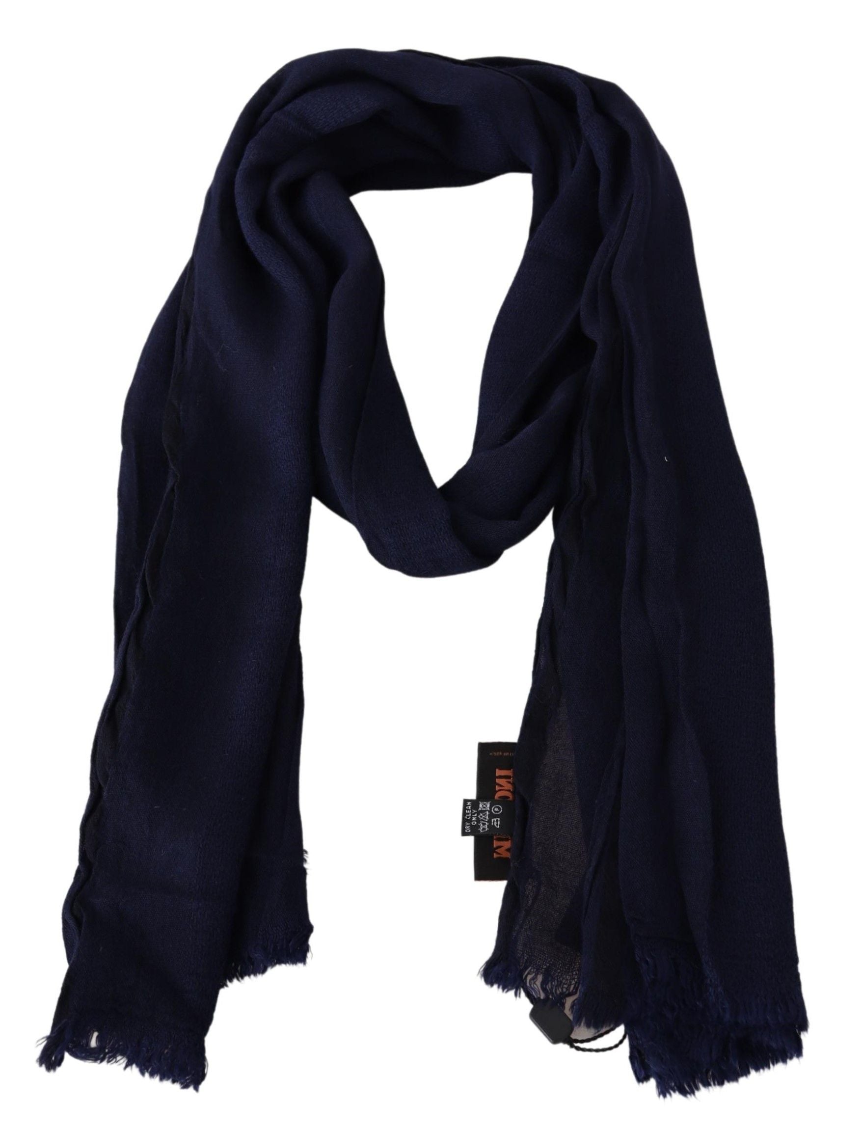 Missoni – Eleganter blauer Wollschal mit gesticktem Logo