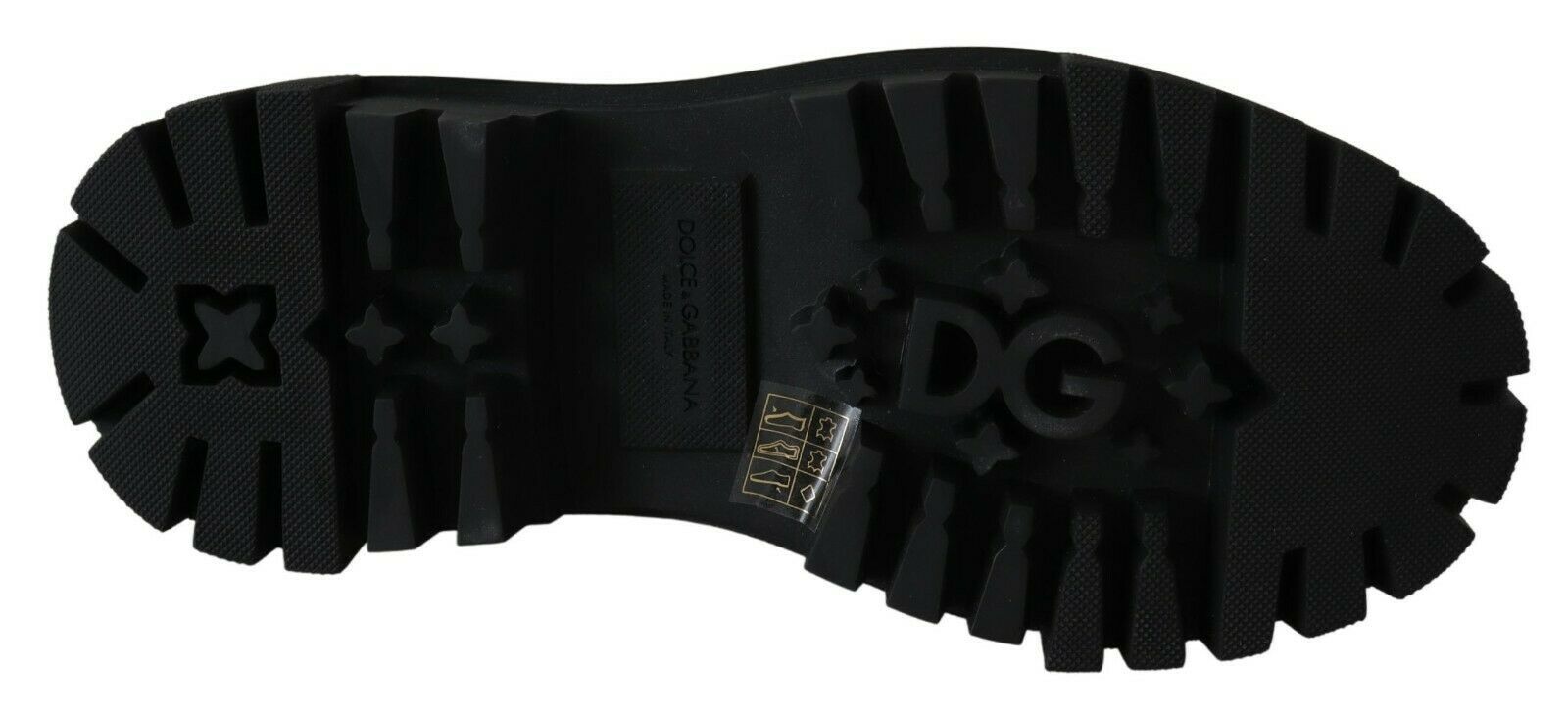 Dolce & Gabbana Elegante schwarze Kampfstiefel aus Leder mit Kristalldetail