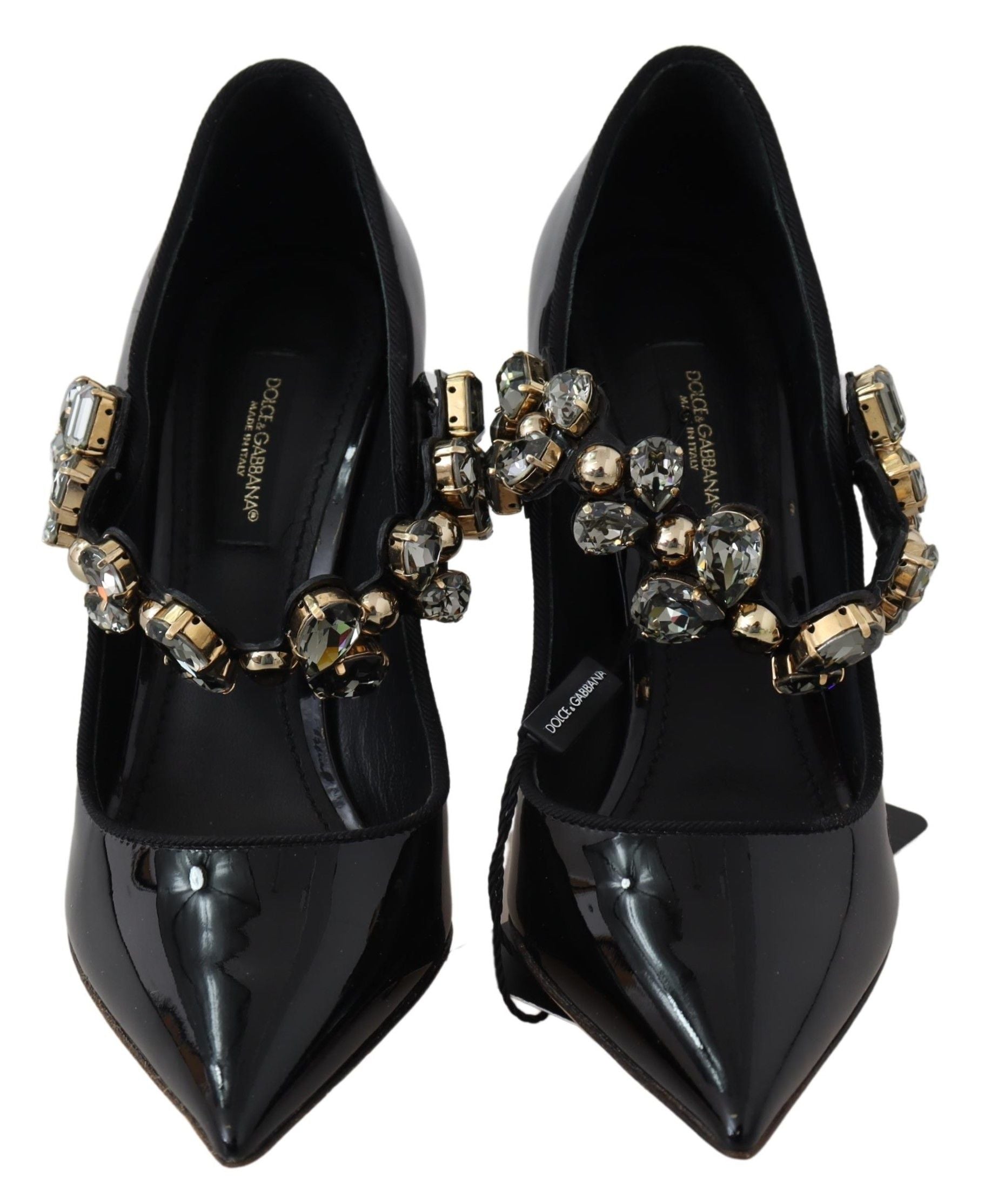 Dolce & Gabbana Elegante schwarze Pumps aus Leder mit Kristallen