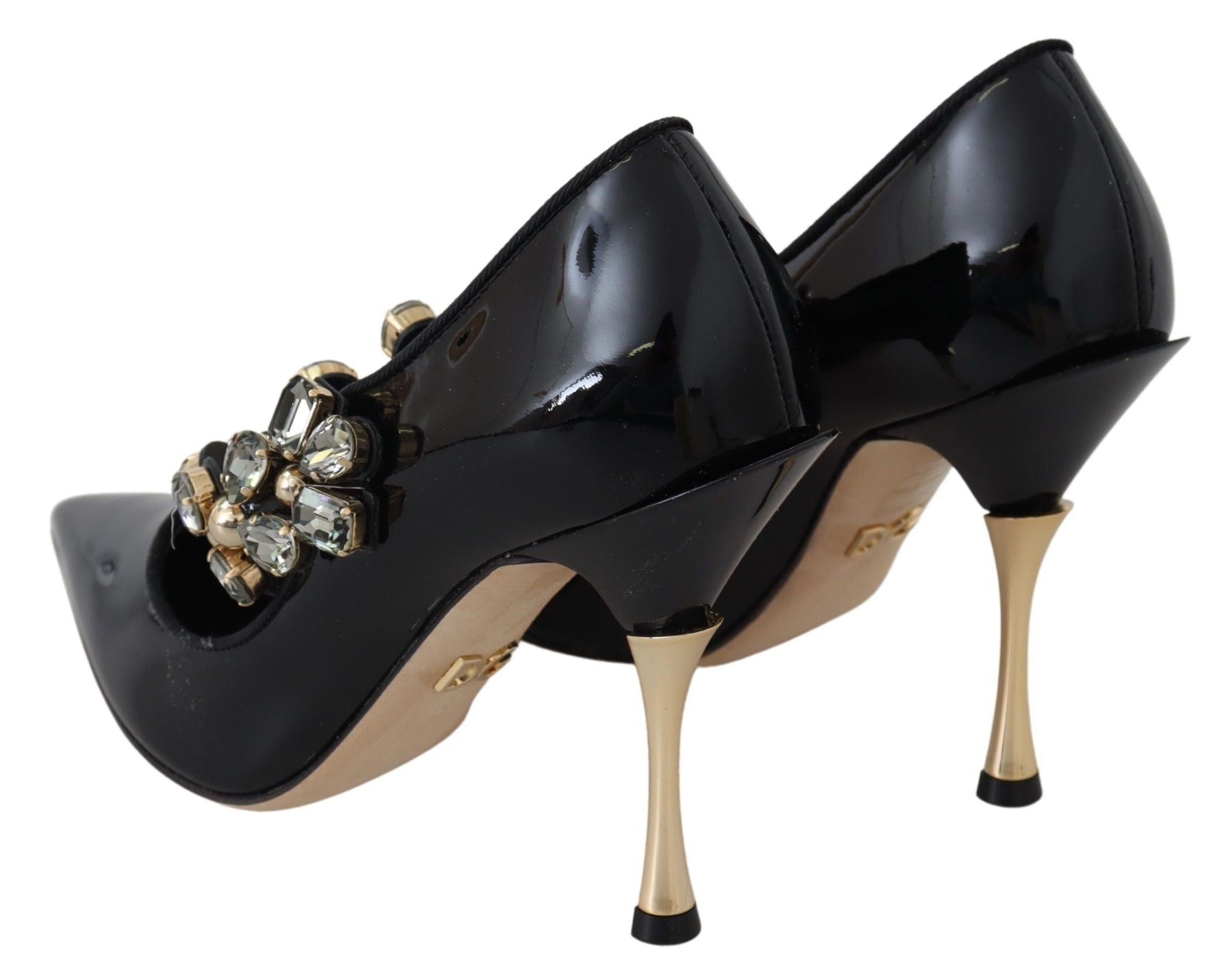 Dolce & Gabbana Elegante schwarze Pumps aus Leder mit Kristallen