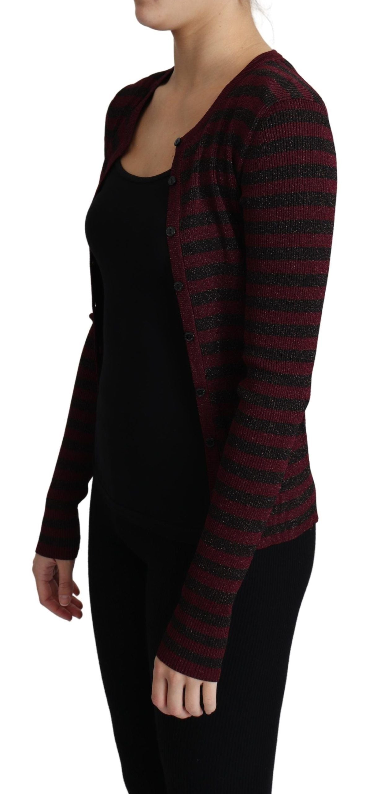 Dolce & Gabbana Elegante gestreifte Viskose-Strickjacke