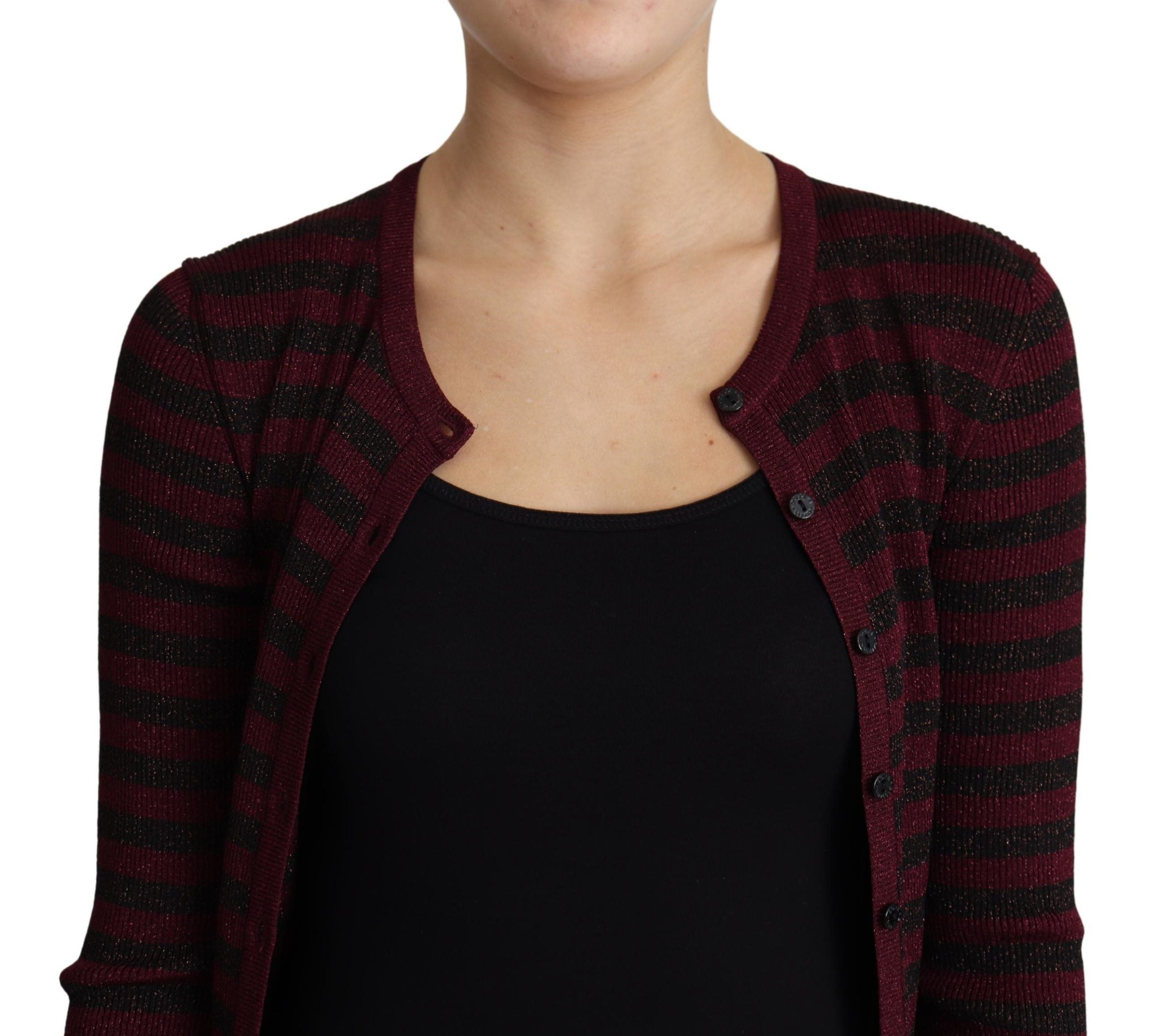 Dolce & Gabbana Elegante gestreifte Viskose-Strickjacke