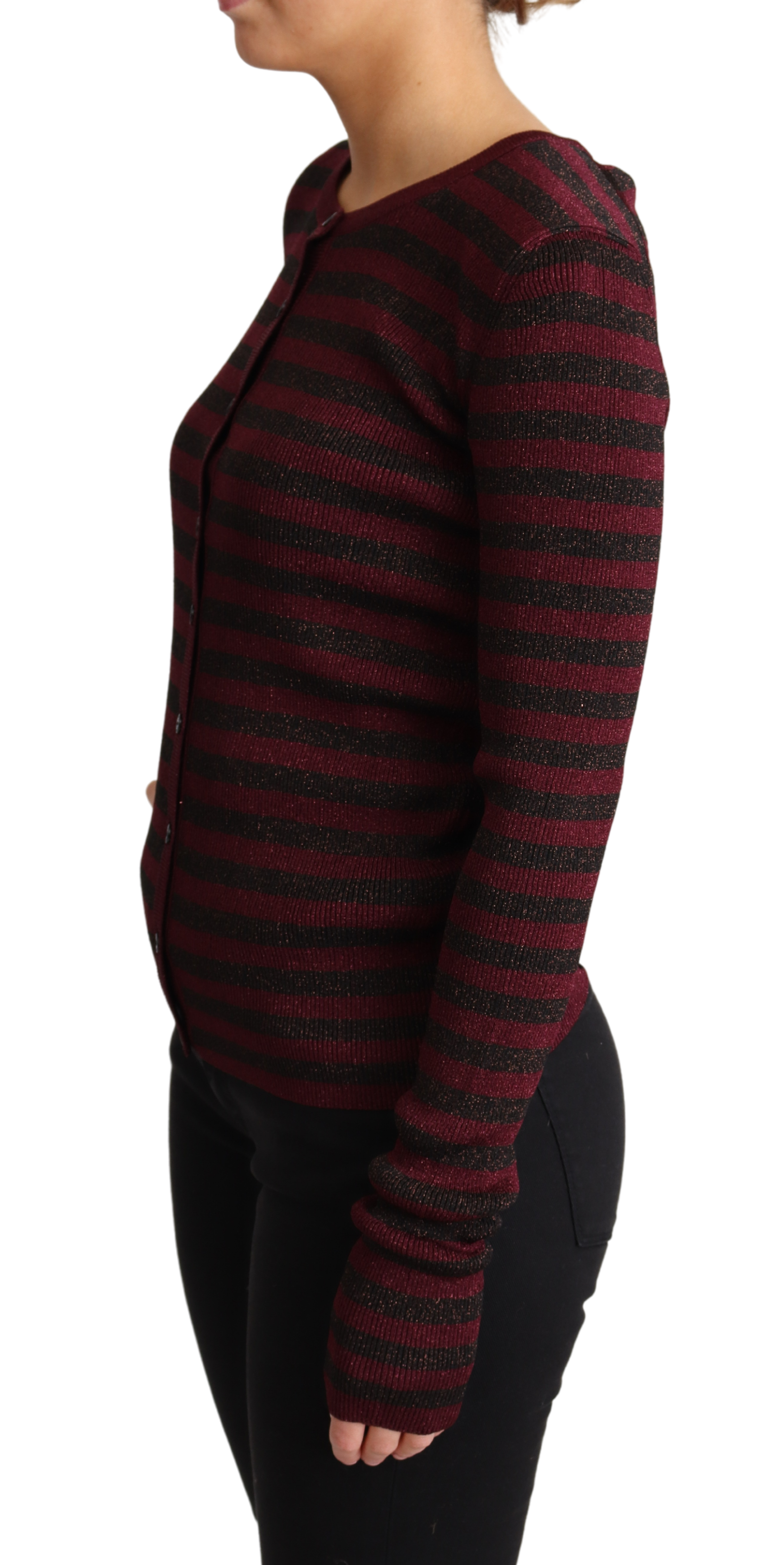 Dolce & Gabbana Elegante gestreifte Viskose-Strickjacke