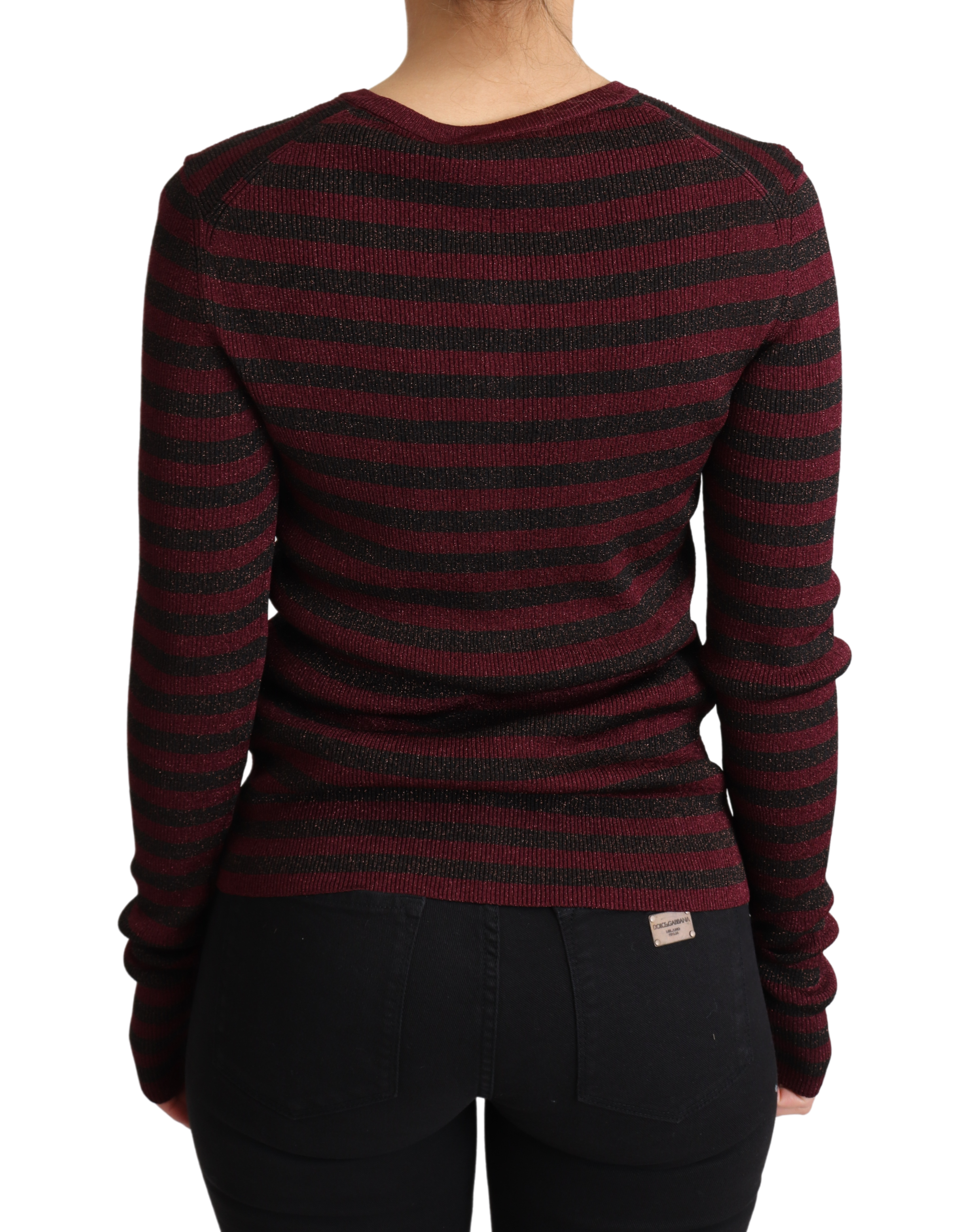 Dolce & Gabbana Elegante gestreifte Viskose-Strickjacke