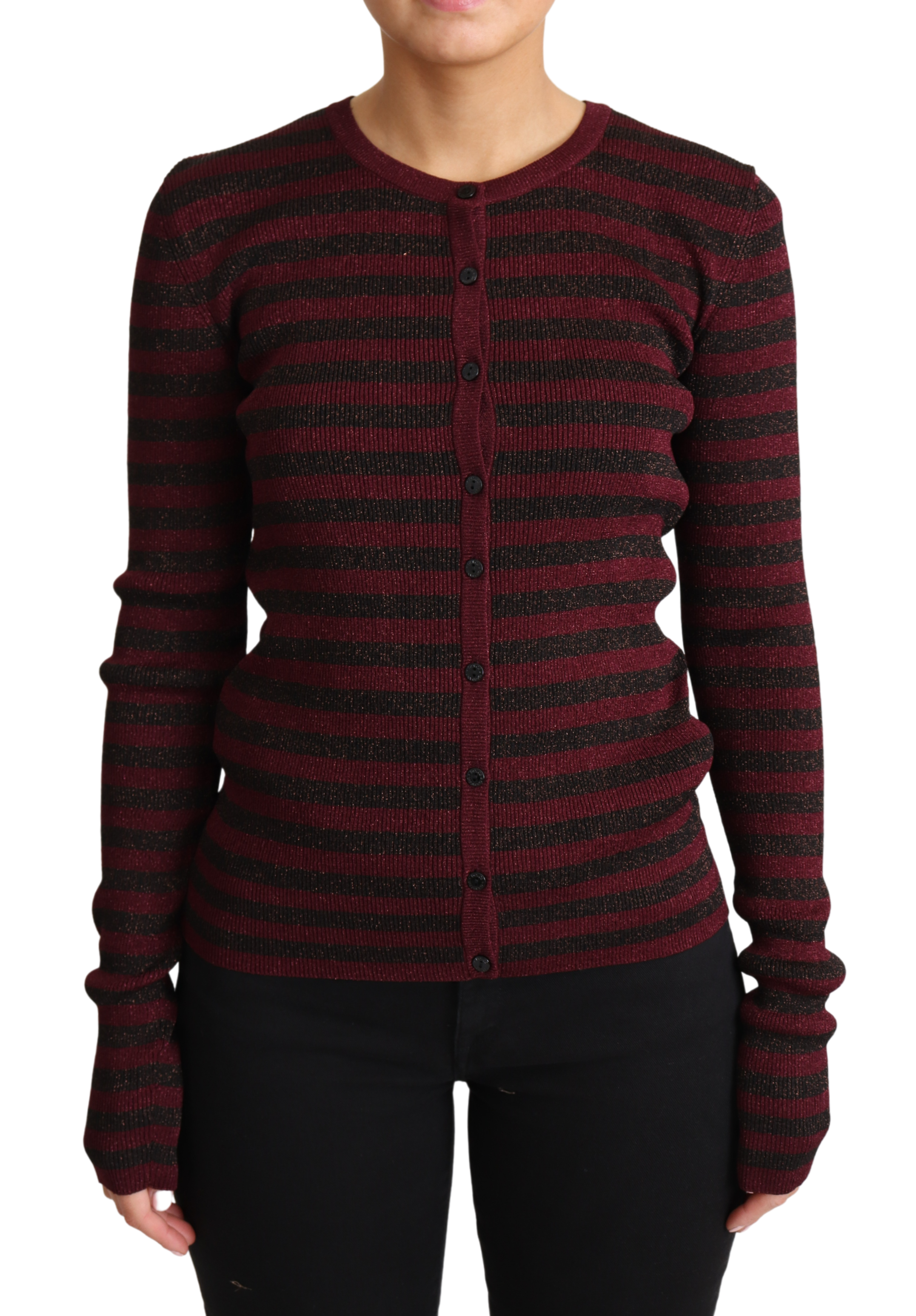 Dolce & Gabbana Elegante gestreifte Viskose-Strickjacke