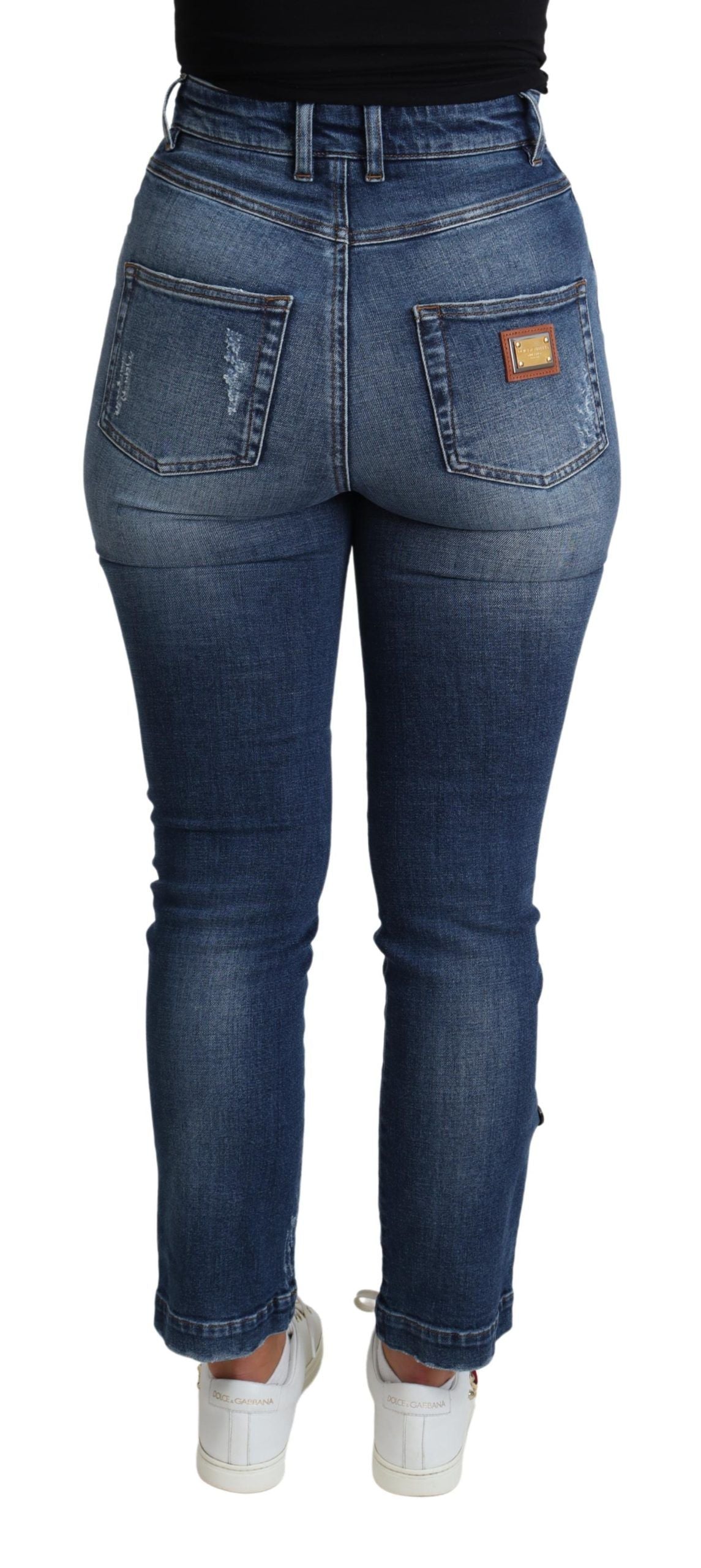 Dolce & Gabbana – Verzierte Skinny-Jeans mit hoher Taille