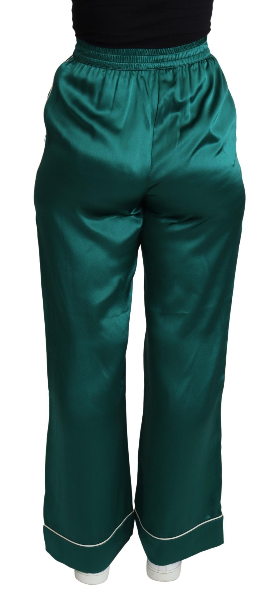 Dolce & Gabbana – Exquisite Pyjamahose aus Seide in sattem Grün