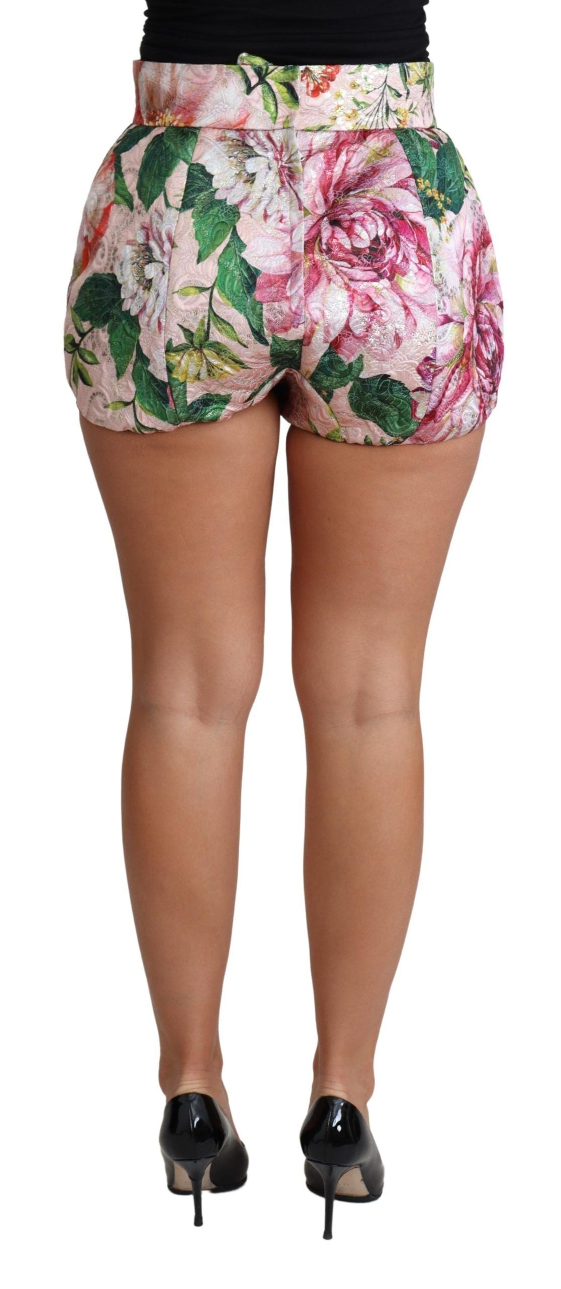 Dolce & Gabbana – Schicke Hotpants mit hoher Taille und Blumenmuster in Rosa