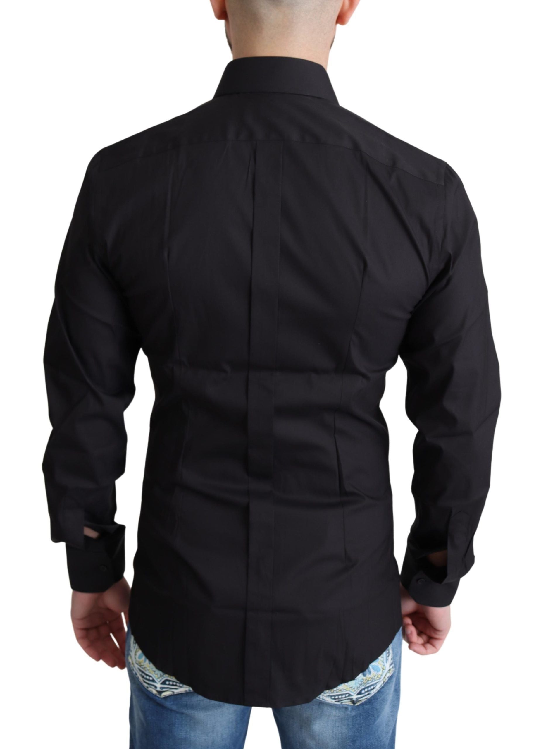 Dolce & Gabbana Elegantes Slim Fit Hemd in Schwarz und Gold