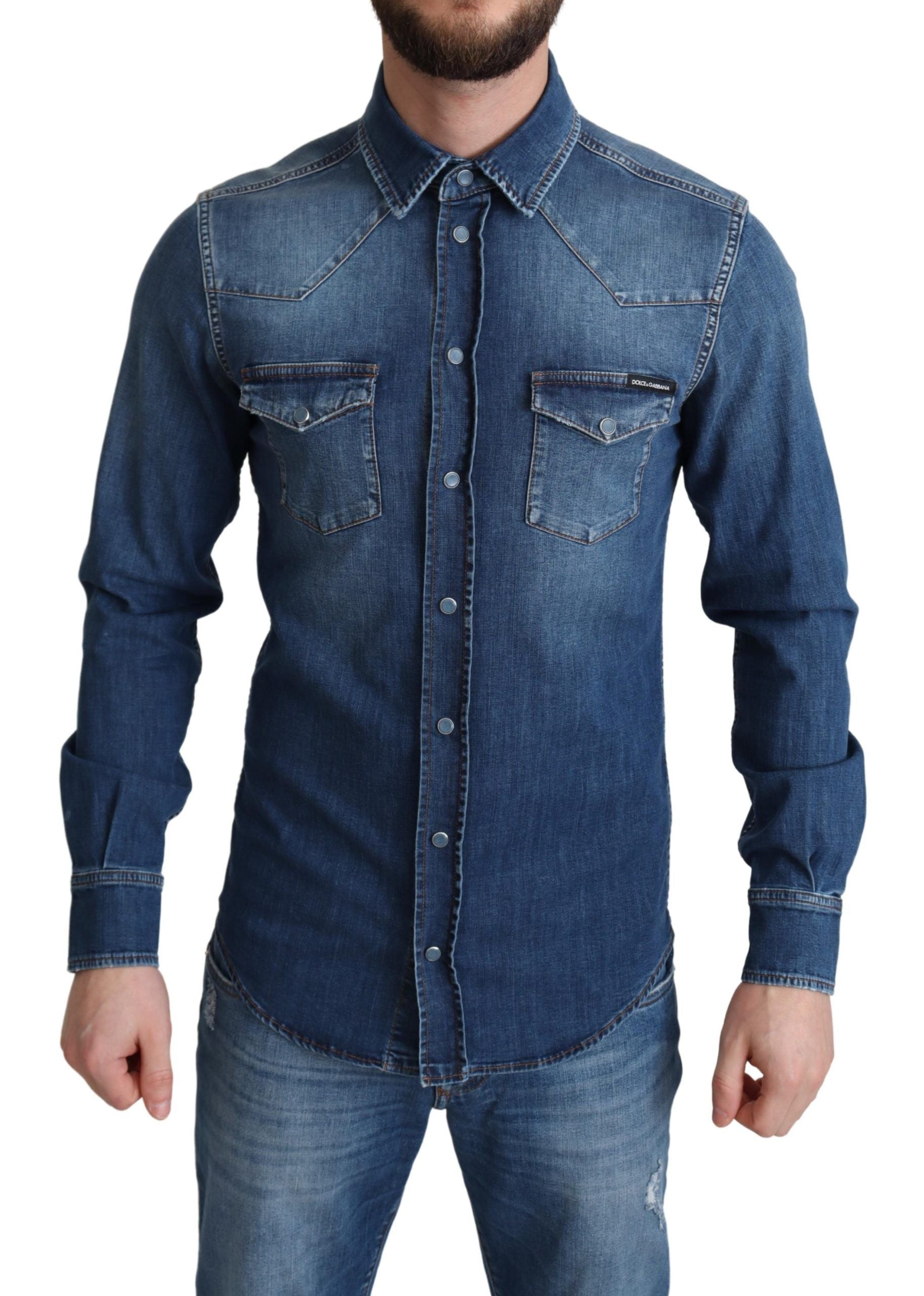Dolce & Gabbana Elegantes, langärmliges Freizeithemd aus Denim
