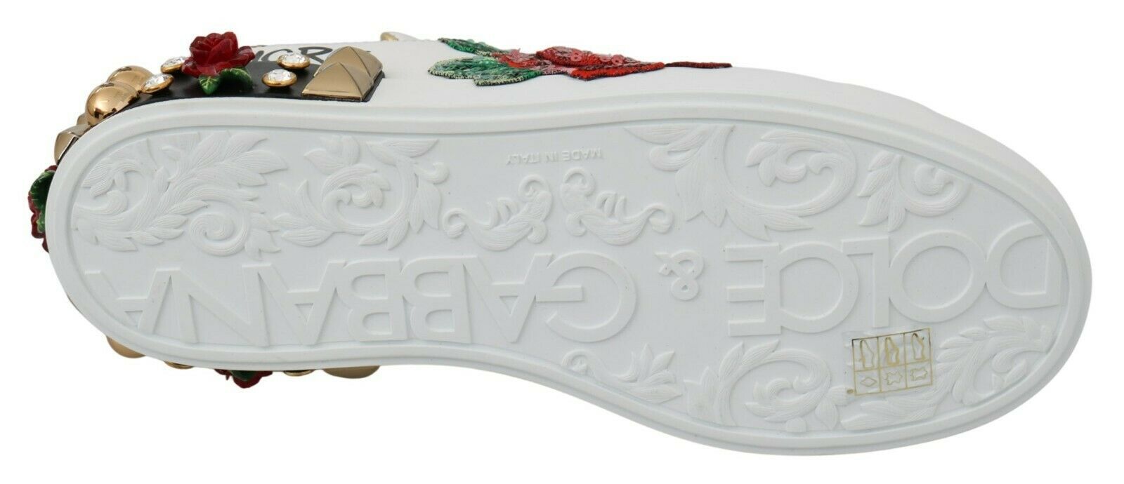 Dolce & Gabbana Elegante Sneakers aus Leder mit Pailletten und Blumenmuster