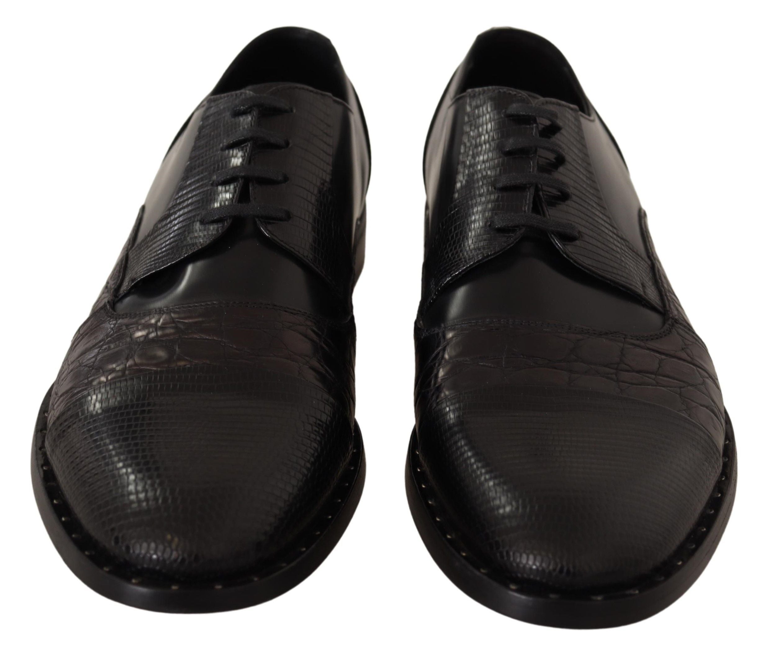 Dolce & Gabbana Elegante schwarze Derby-Oxford-Schuhe mit Flügelkappe