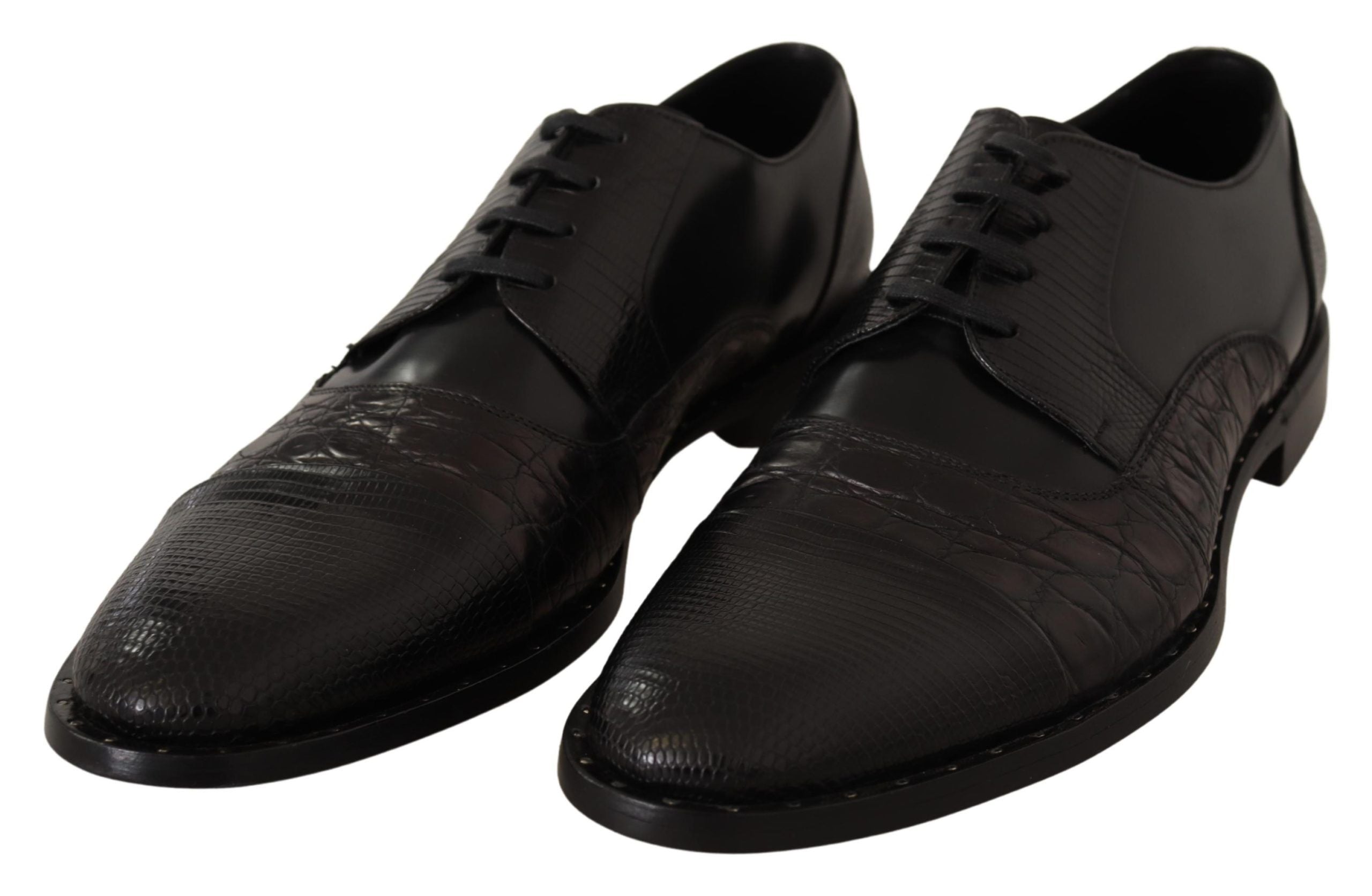 Dolce & Gabbana Elegante schwarze Derby-Oxford-Schuhe mit Flügelkappe