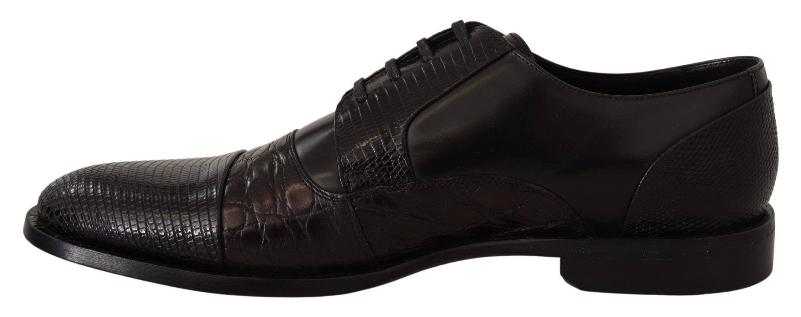 Dolce & Gabbana Elegante schwarze Derby-Oxford-Schuhe mit Flügelkappe