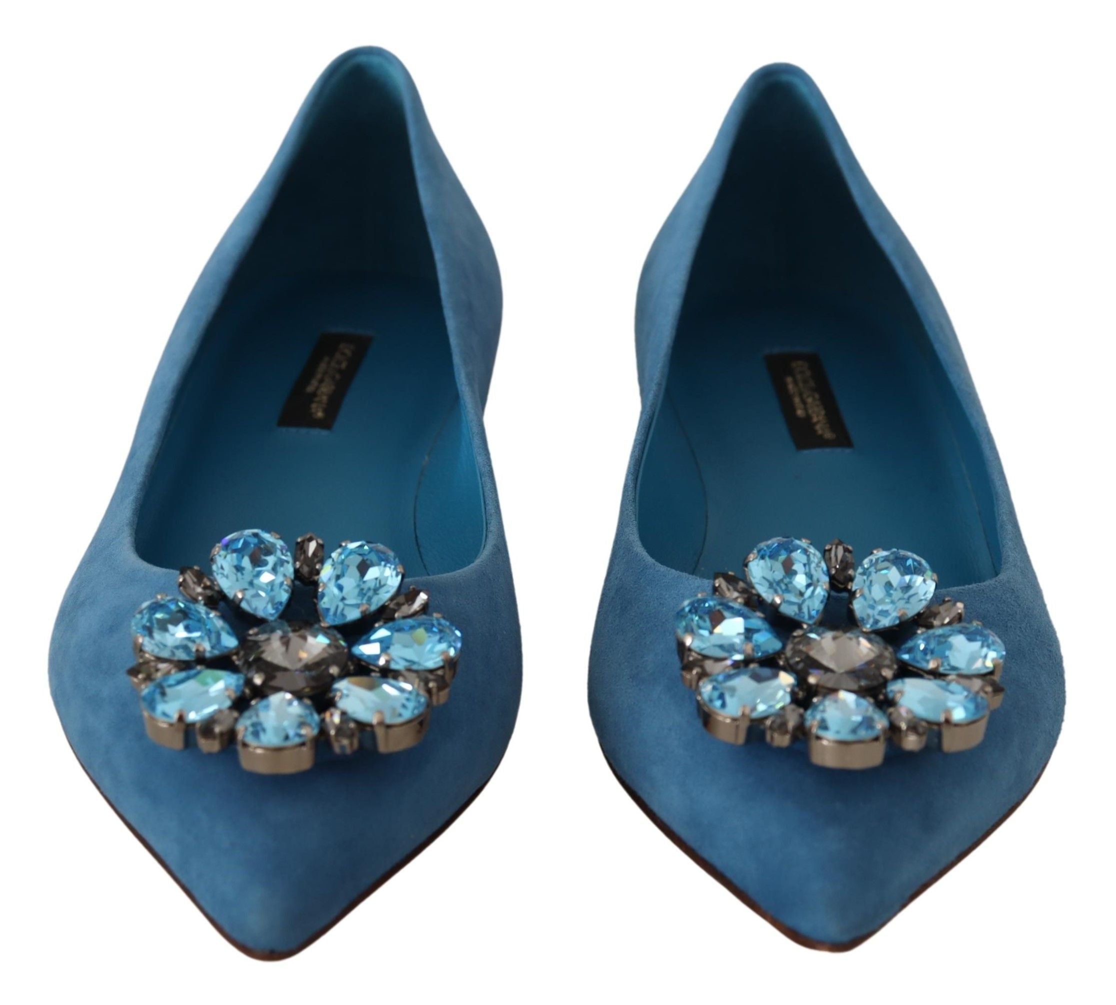 Dolce & Gabbana Elegante, mit Kristallen verzierte Wildleder-Ballerinas